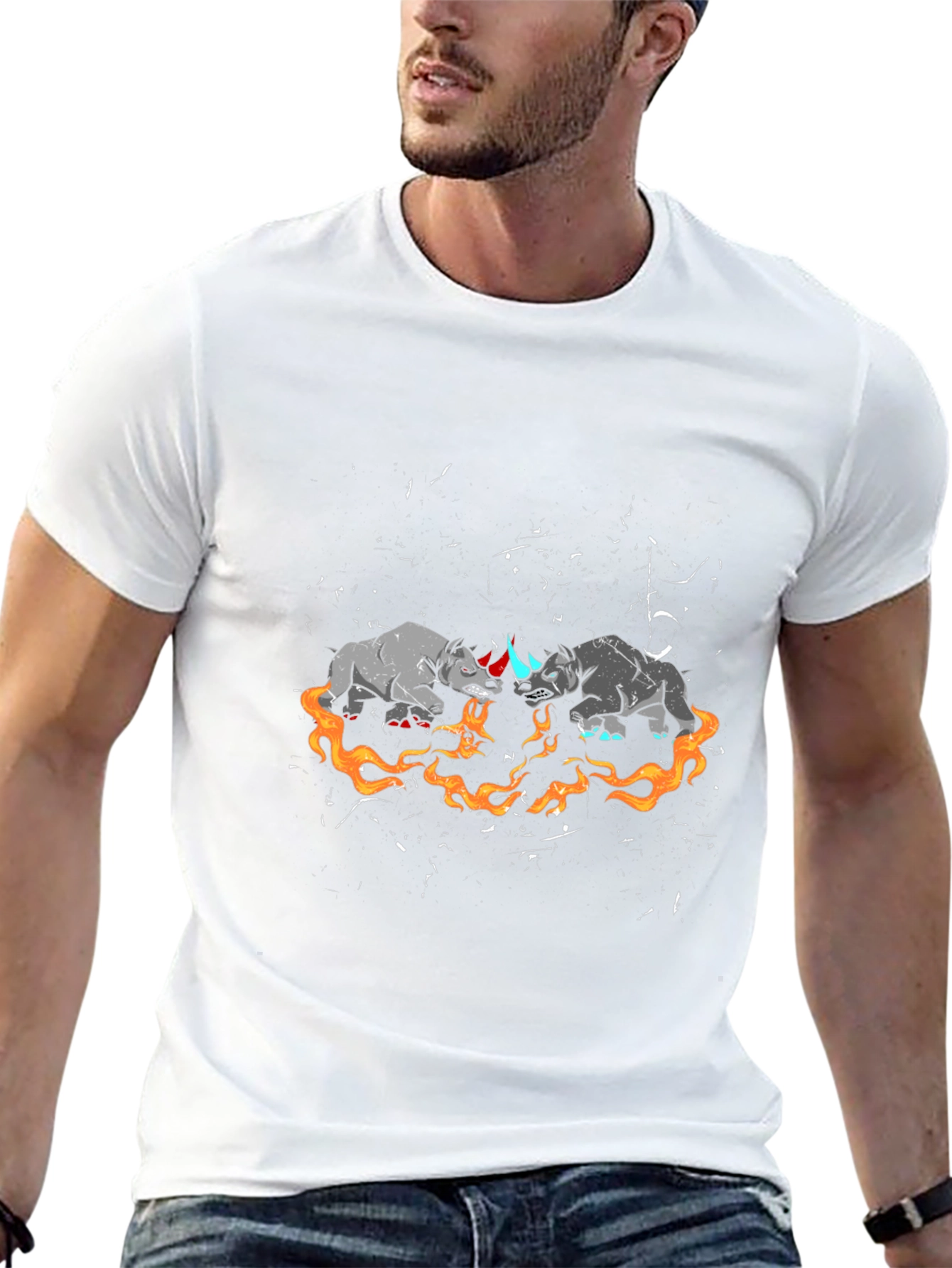 Rhino Fire T-Shirt - Bold Graphic Tee