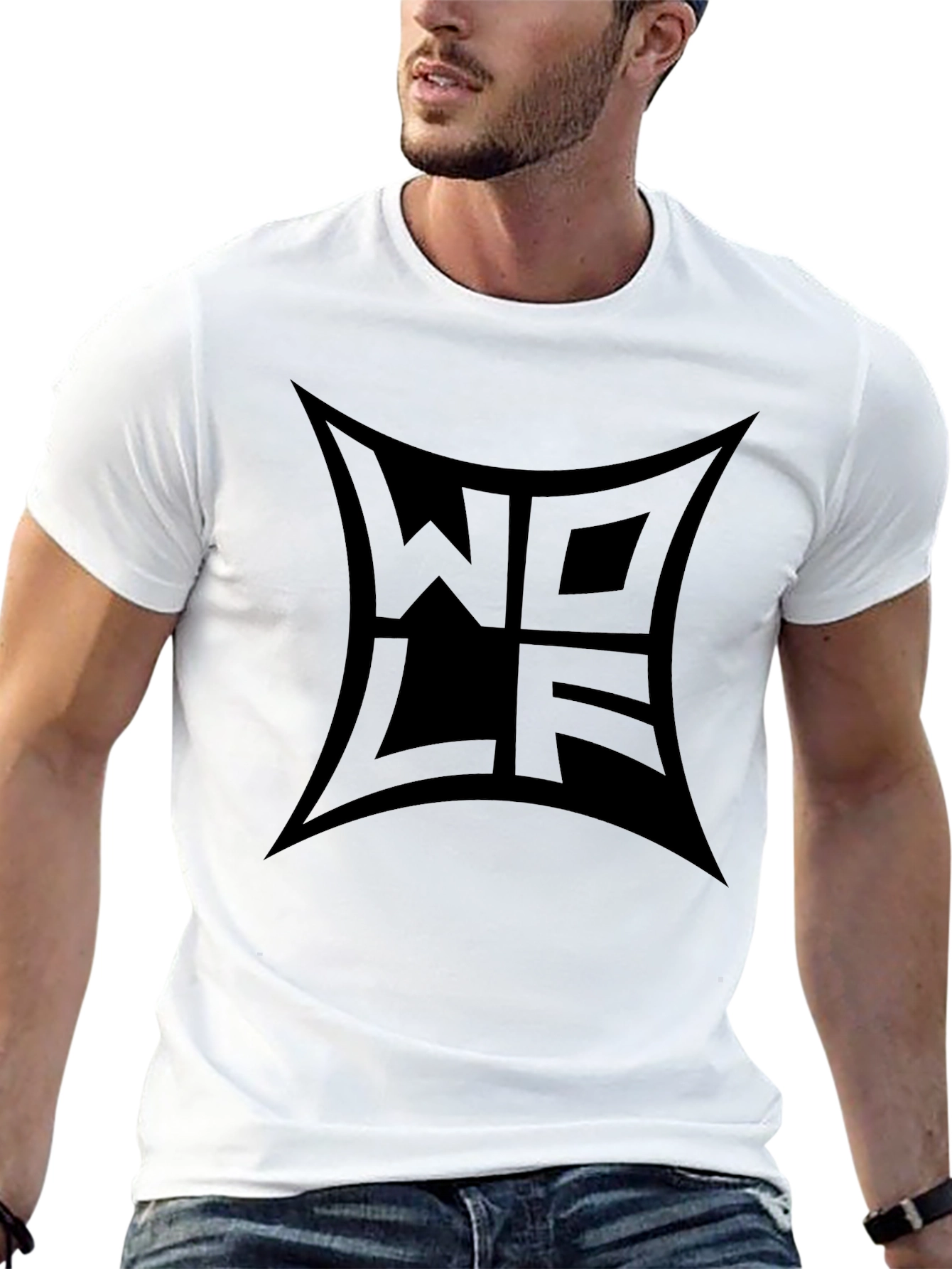 WOLF Graphic Print Black T-Shirt - Stylish Mens Tee