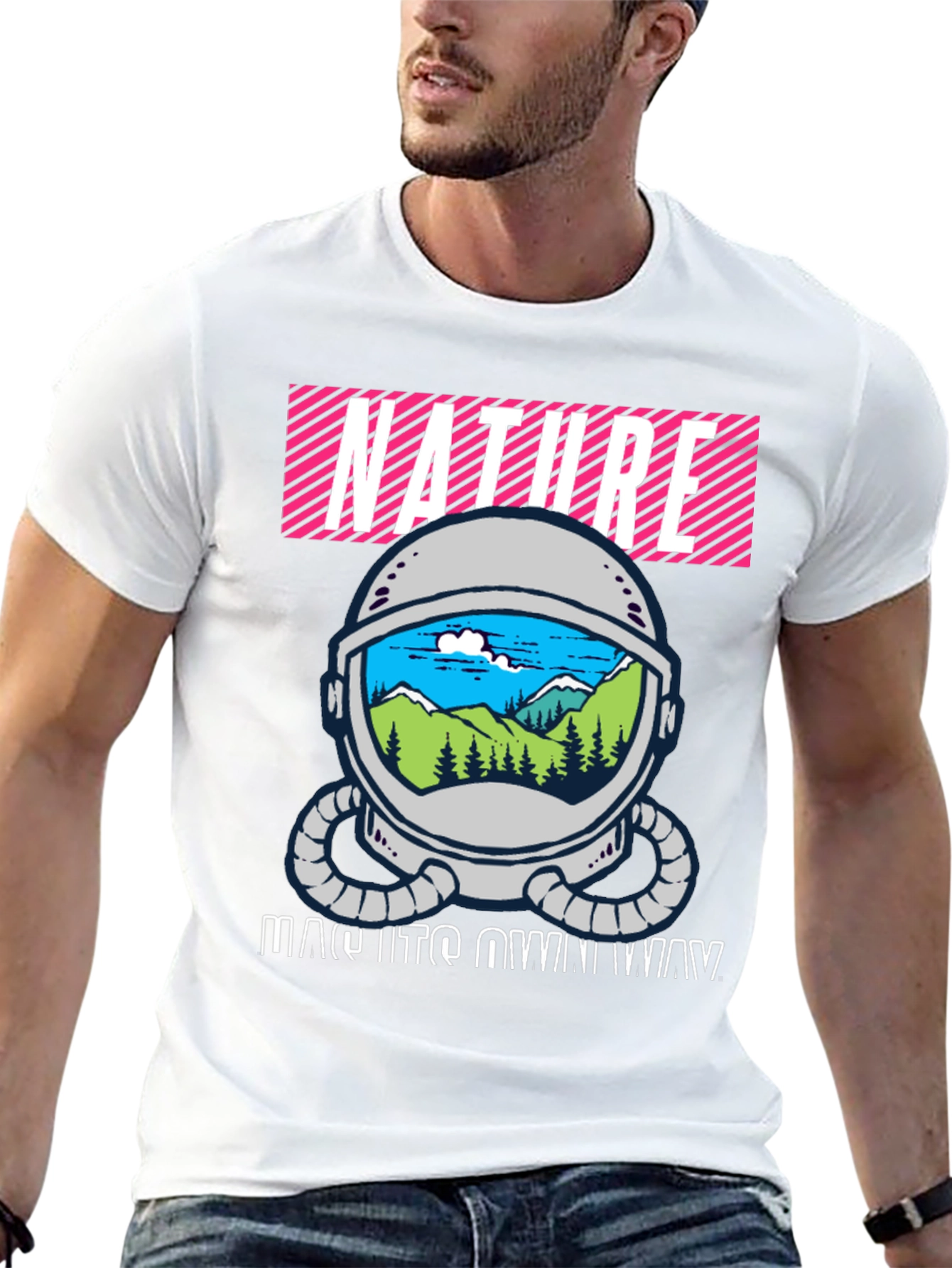 Nature Astronaut Helmet Graphic T-Shirt