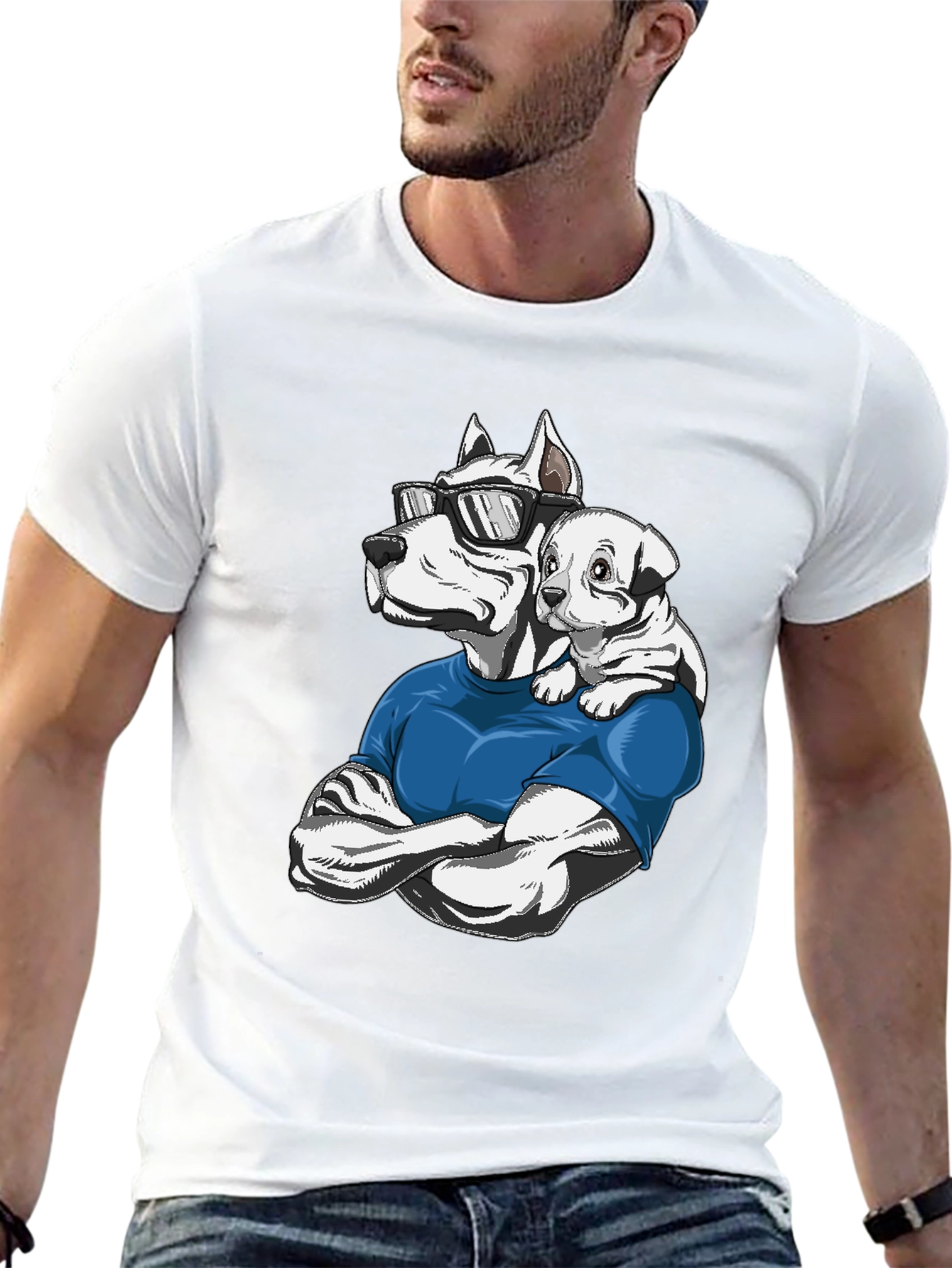 Cool Dog Dad T-Shirt Pitbull Puppy Design