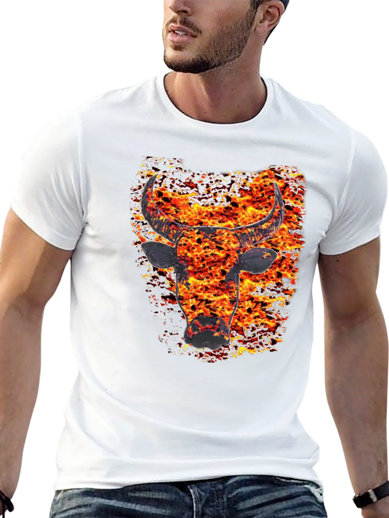 Fiery Bull Graphic Tee - Mens Black T-Shirt