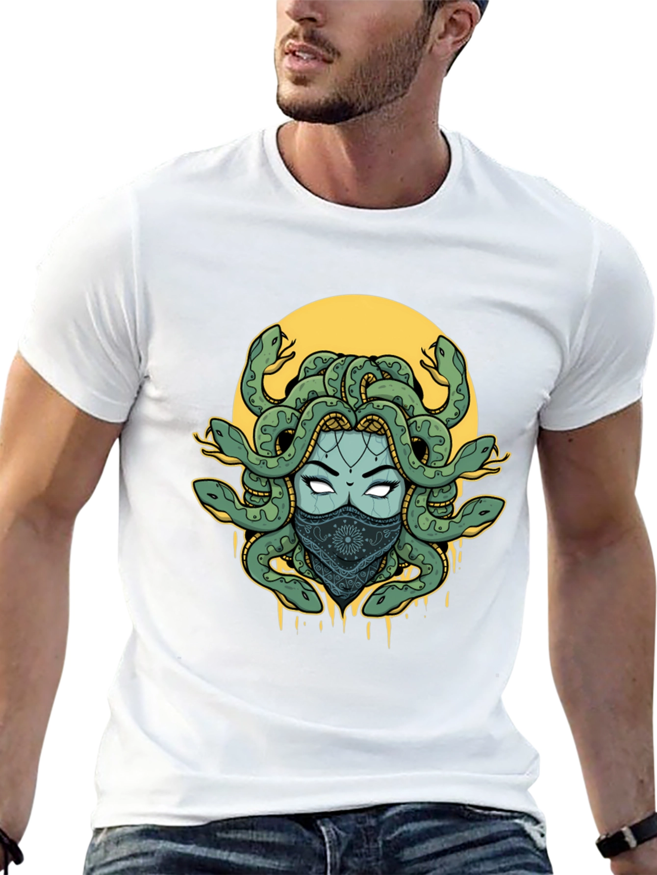 Medusa Graphic Print T-Shirt - Black