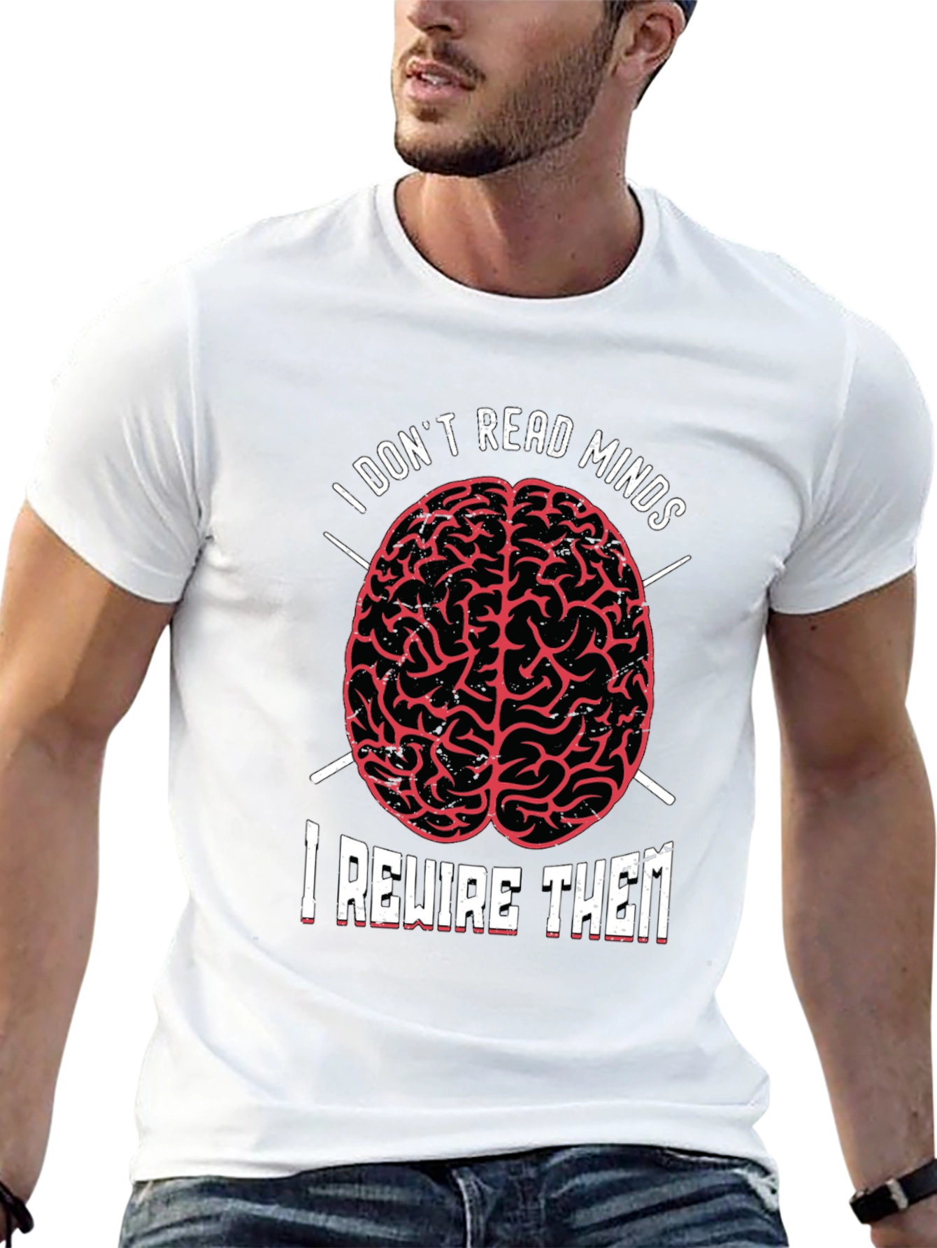 I Dont Read Minds T-Shirt - Brain Design