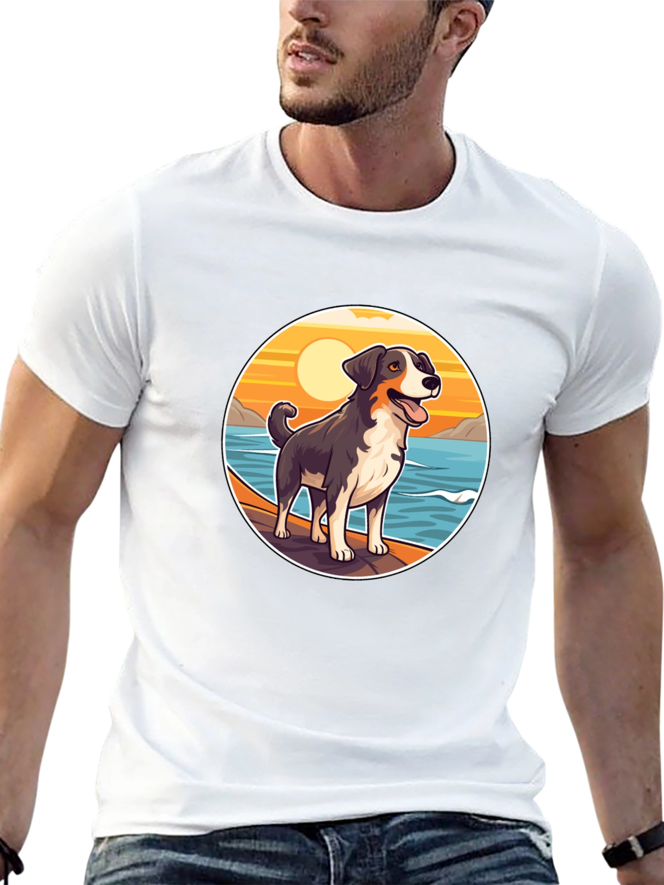 Dog Beach Sunset Graphic Tee