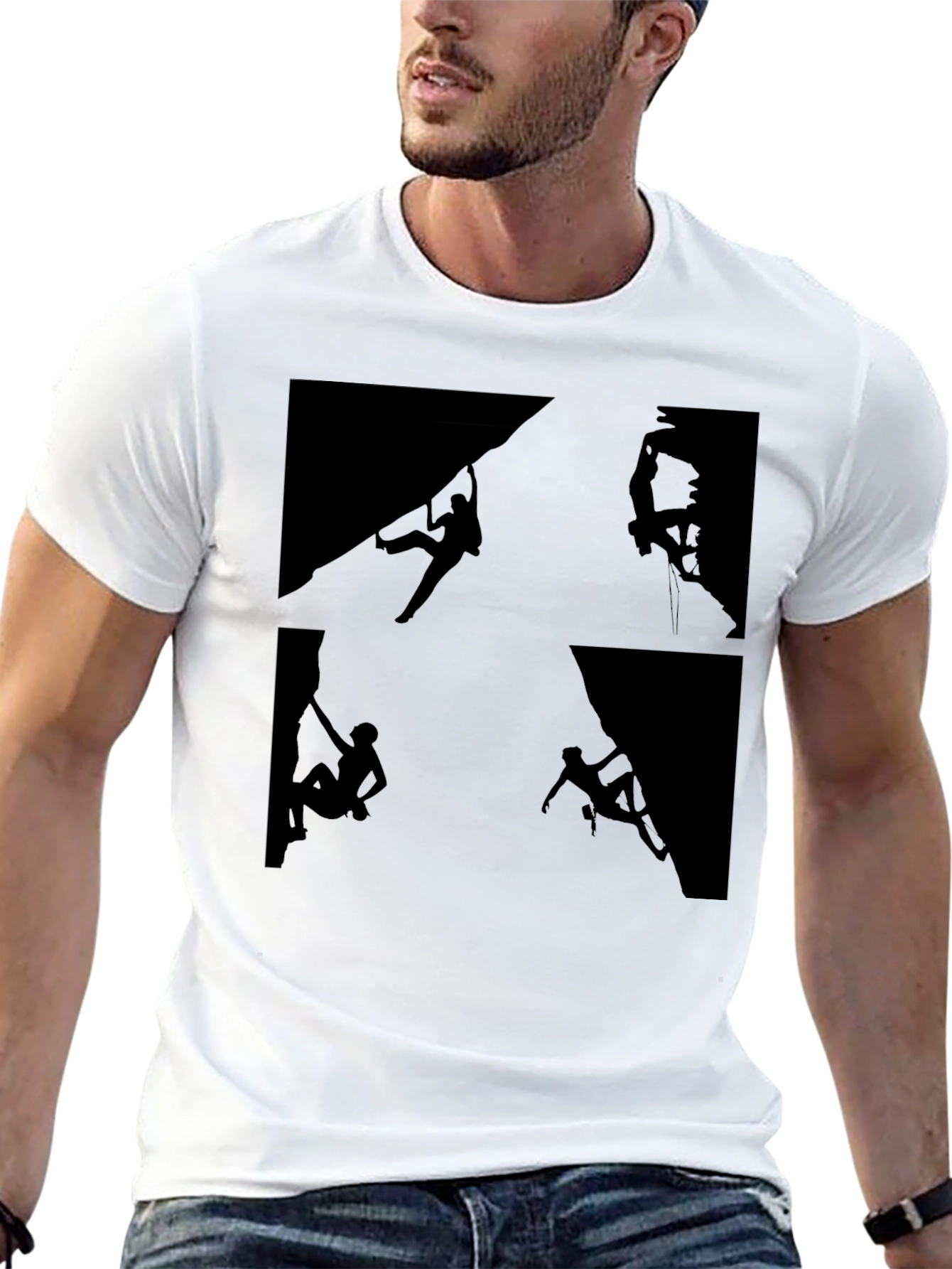 Rock Climbing Silhouette Graphic Tee - Black
