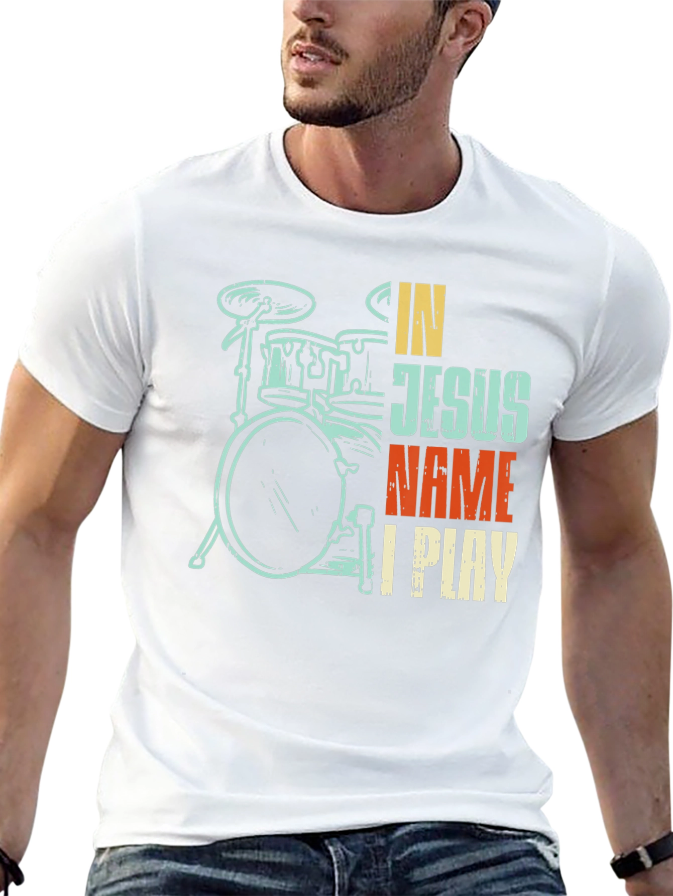 In Jesus Name I Play Drummer T-Shirt