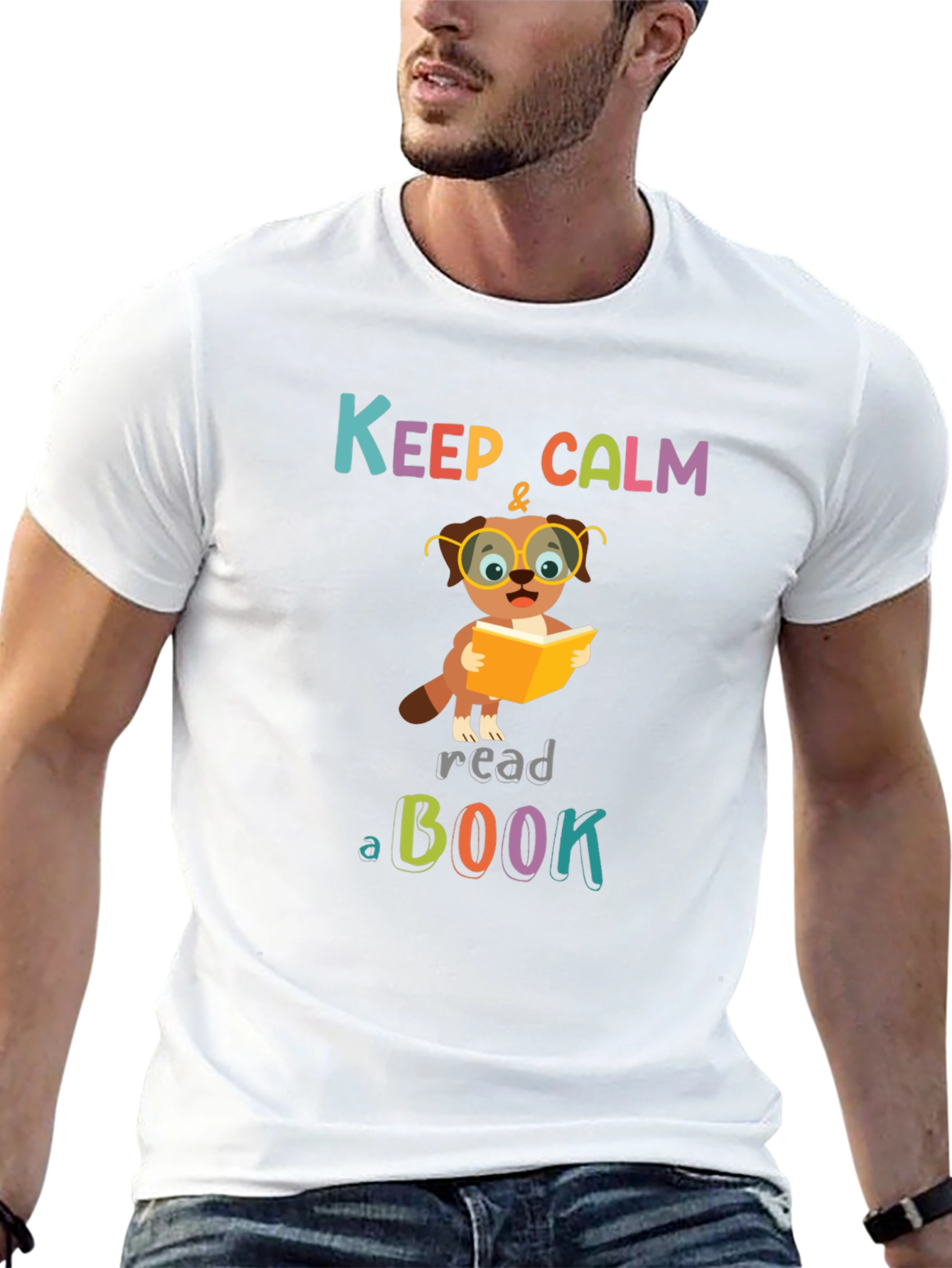Keep Calm & Read T-Shirt: Bookworm Dog Design