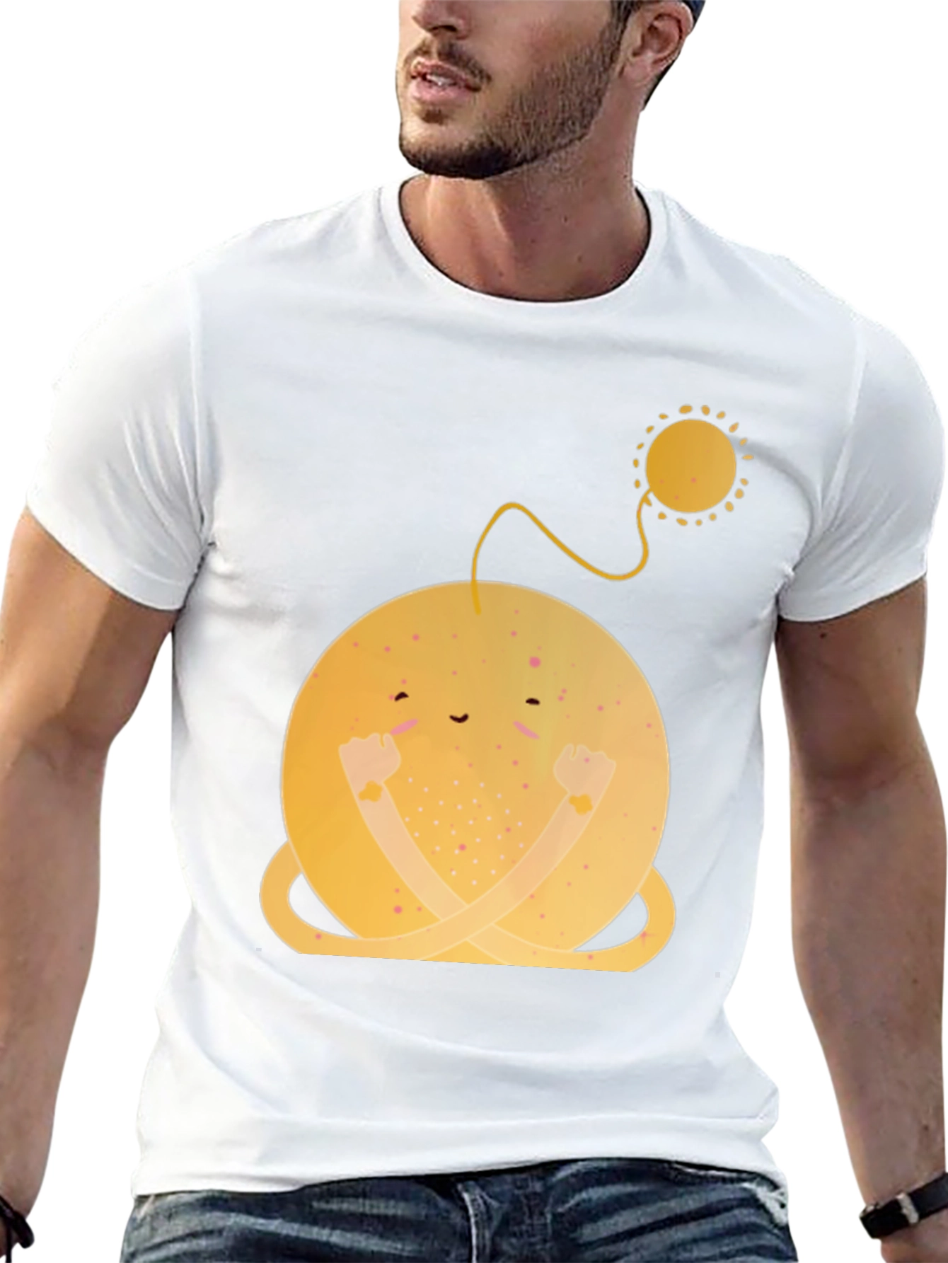 Smiling Planet Graphic Tee - Black Cotton Comfort