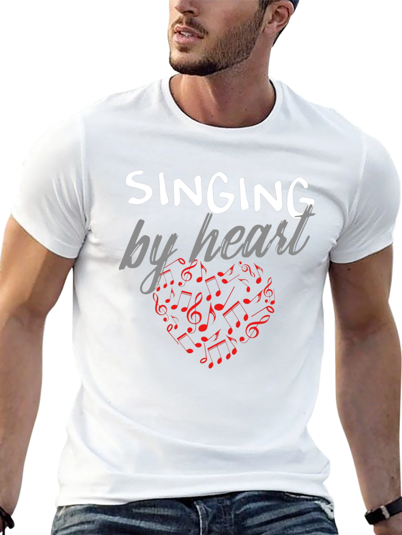 Singing By Heart T-Shirt - Music Notes Heart Tee