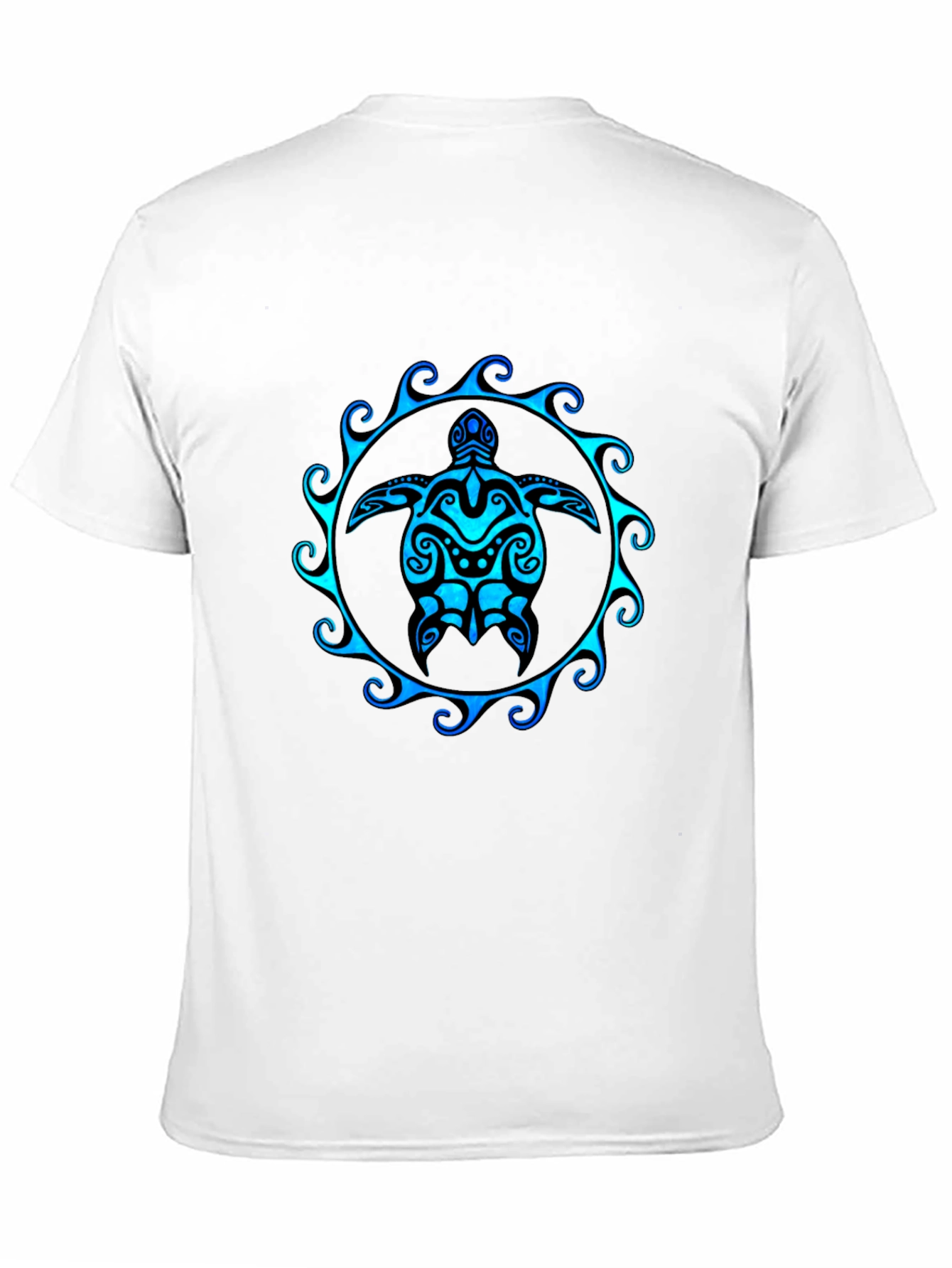 Turtle Tribal Design Black T-Shirt