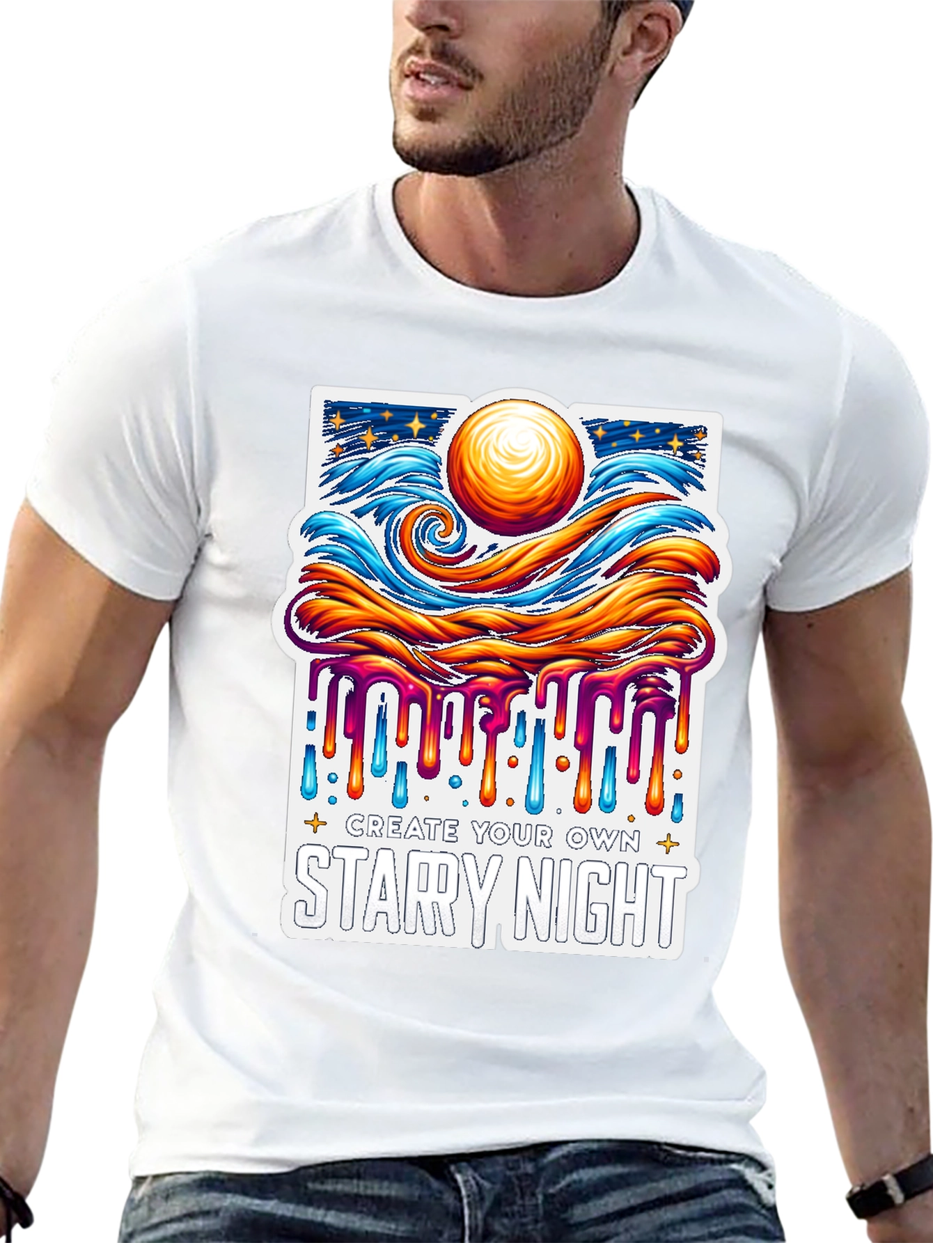 Starry Night Graphic Tee - Art Inspired Unisex Shirt