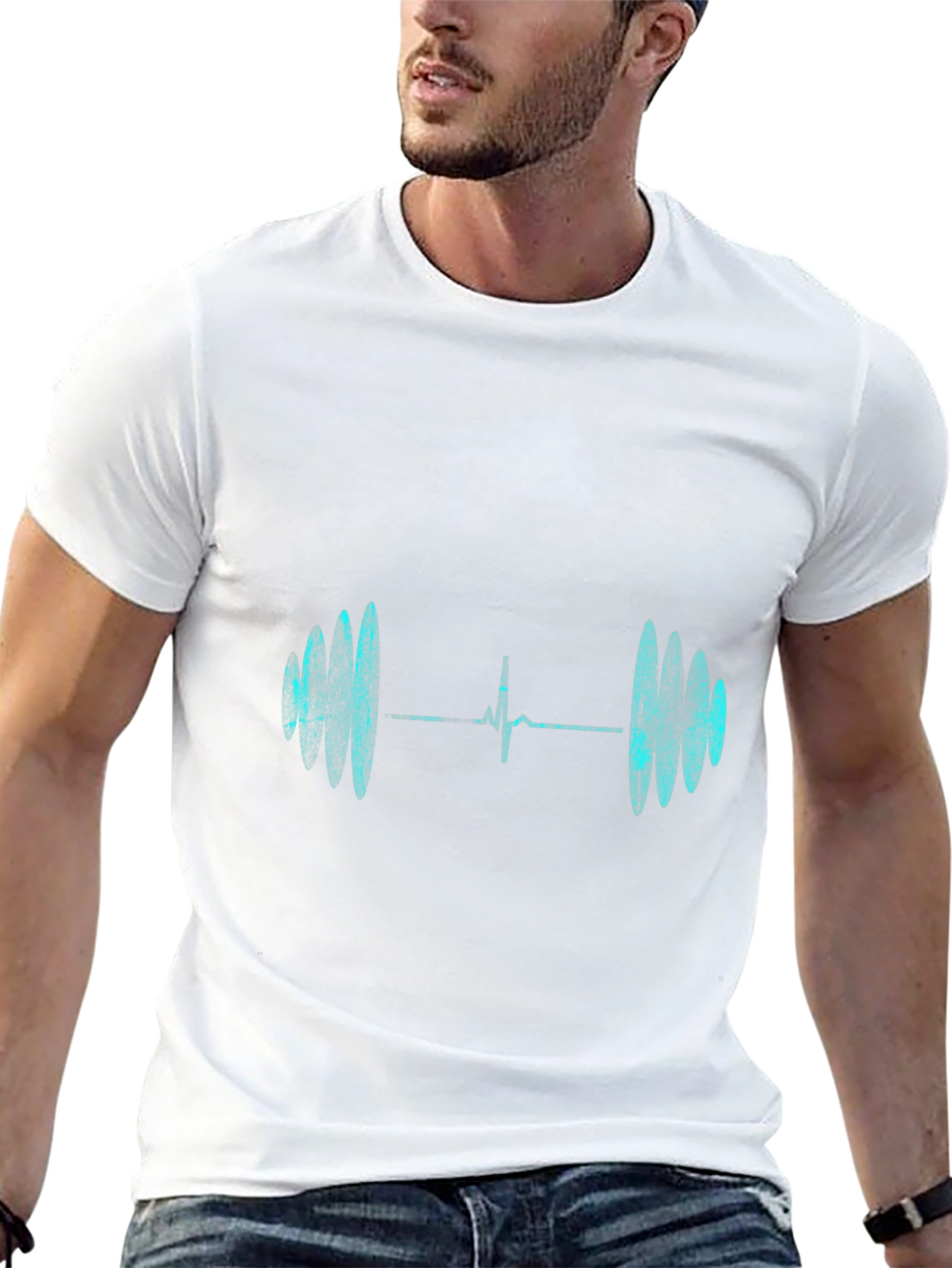 Heartbeat Barbell Graphic Tee - Black