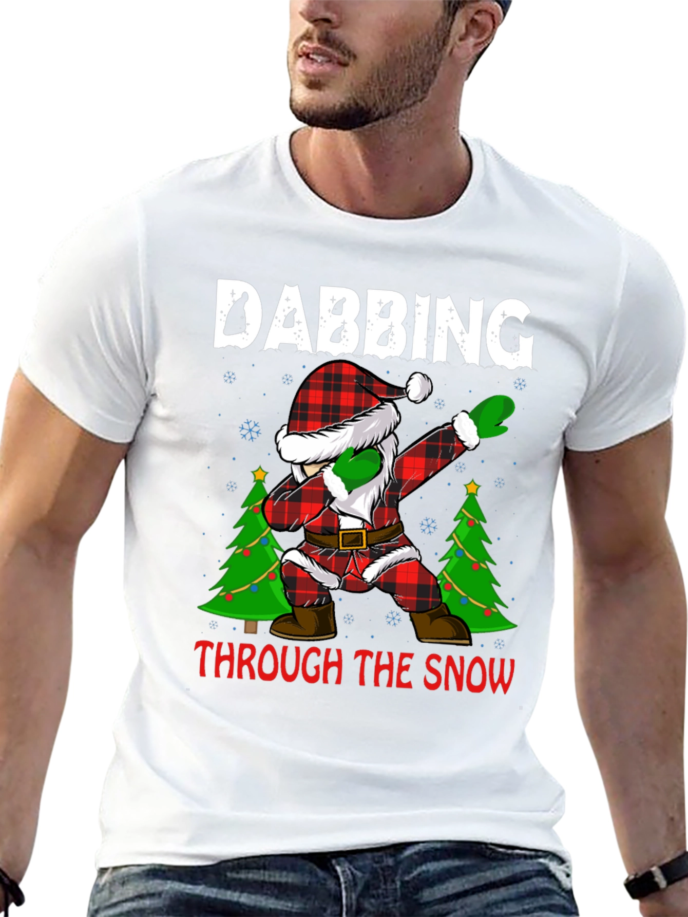 Dabbing Santa Through The Snow Christmas Tee