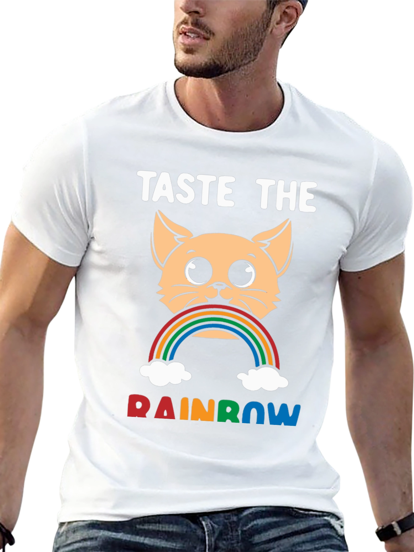 Taste the Rainbow Cat Graphic T-Shirt