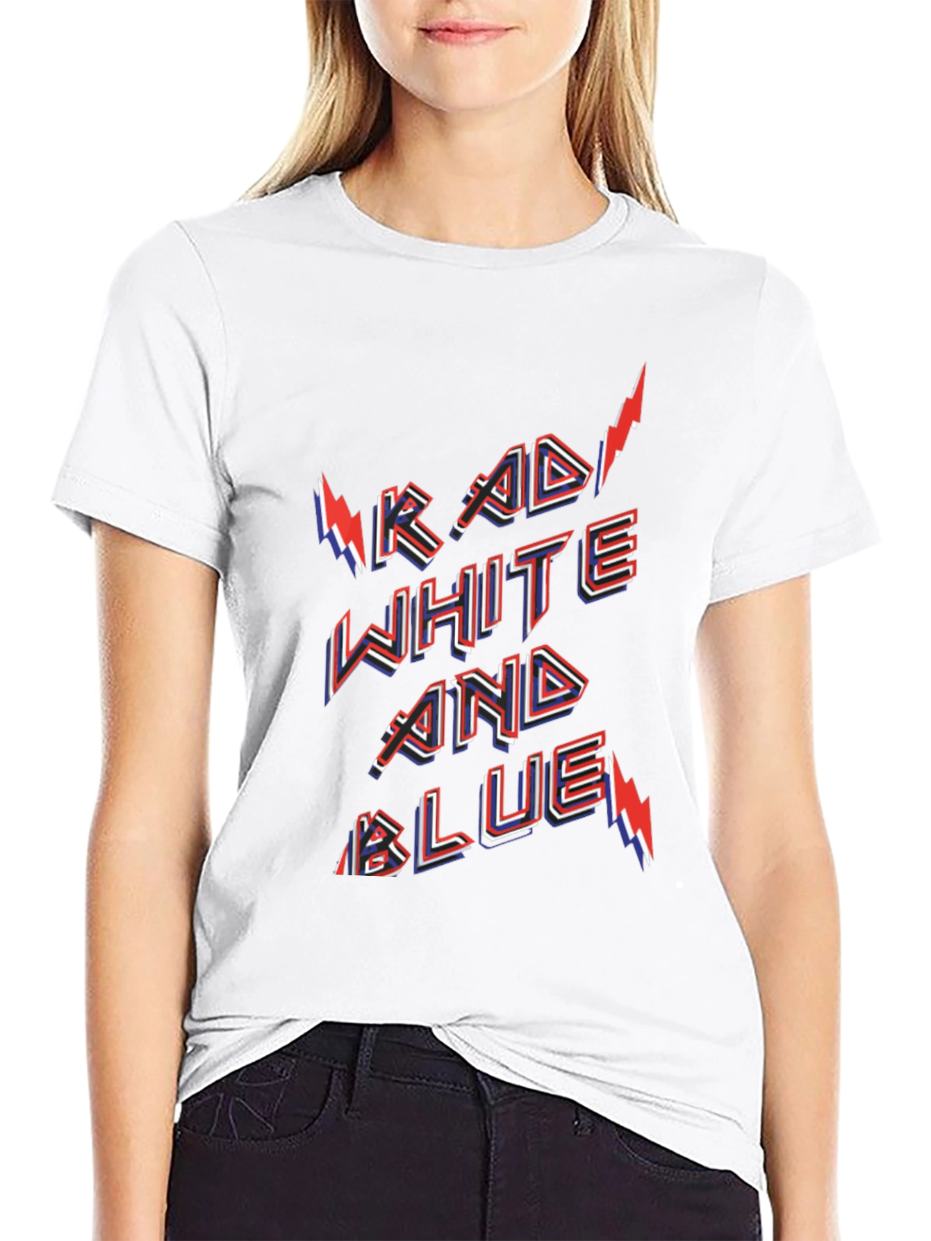 Rad White and Blue Graphic Tee
