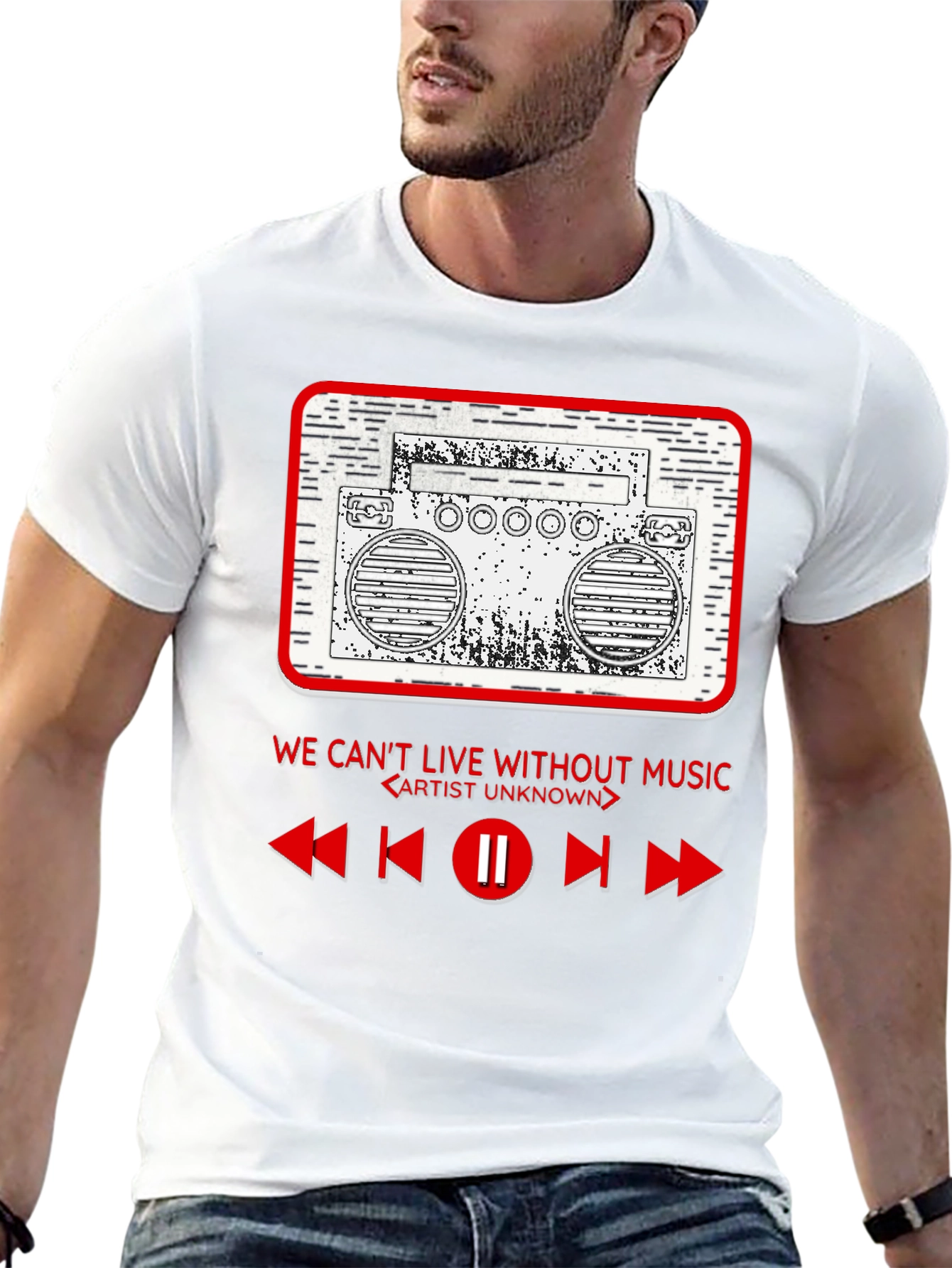Retro Boombox T-Shirt - Music Lover Tee