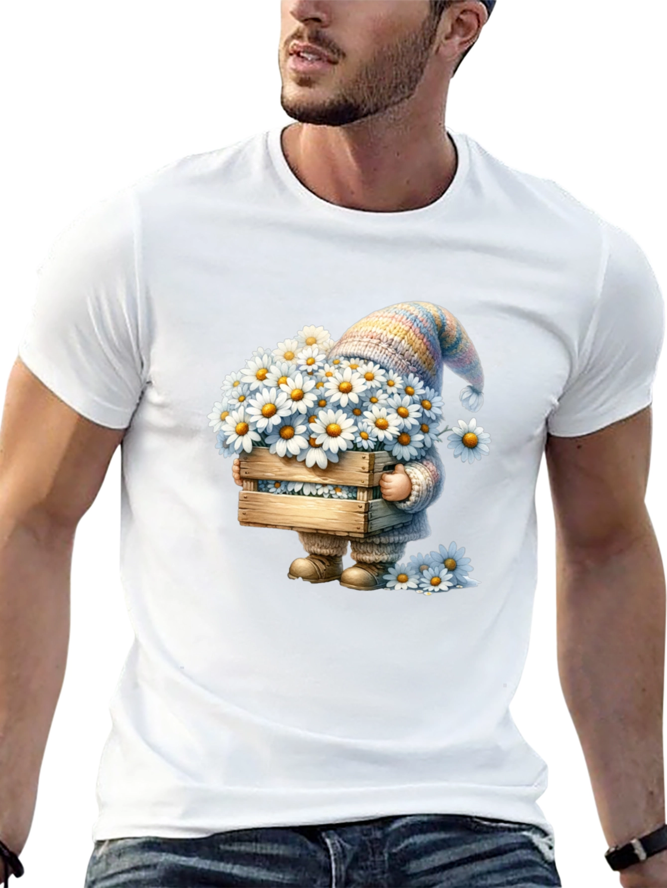 Daisy Gnome Graphic T-Shirt - Whimsical Spring Style