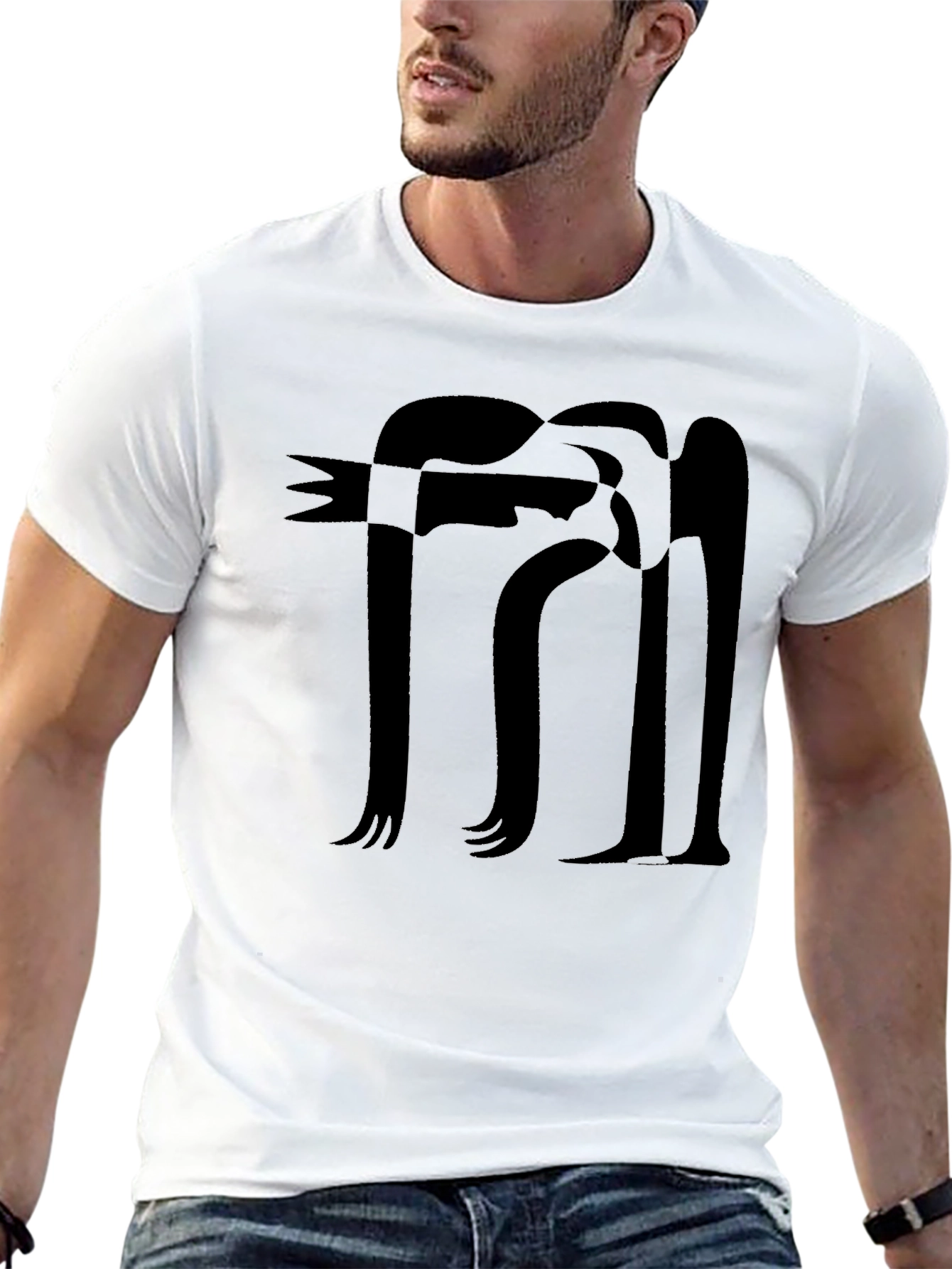 Abstract Figure Graphic Black T-Shirt