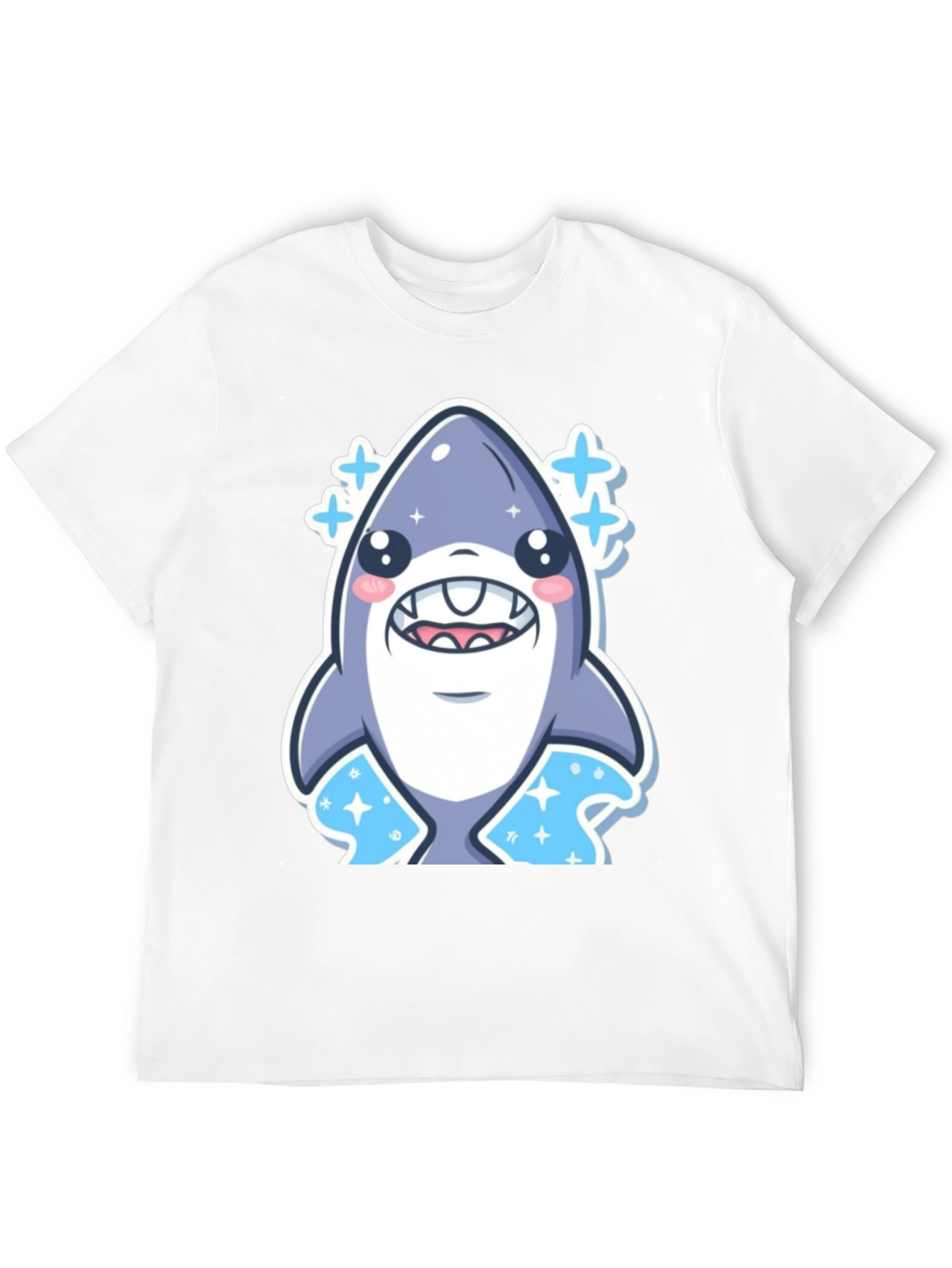 Cute Shark Graphic Tee - Black Cotton T-Shirt