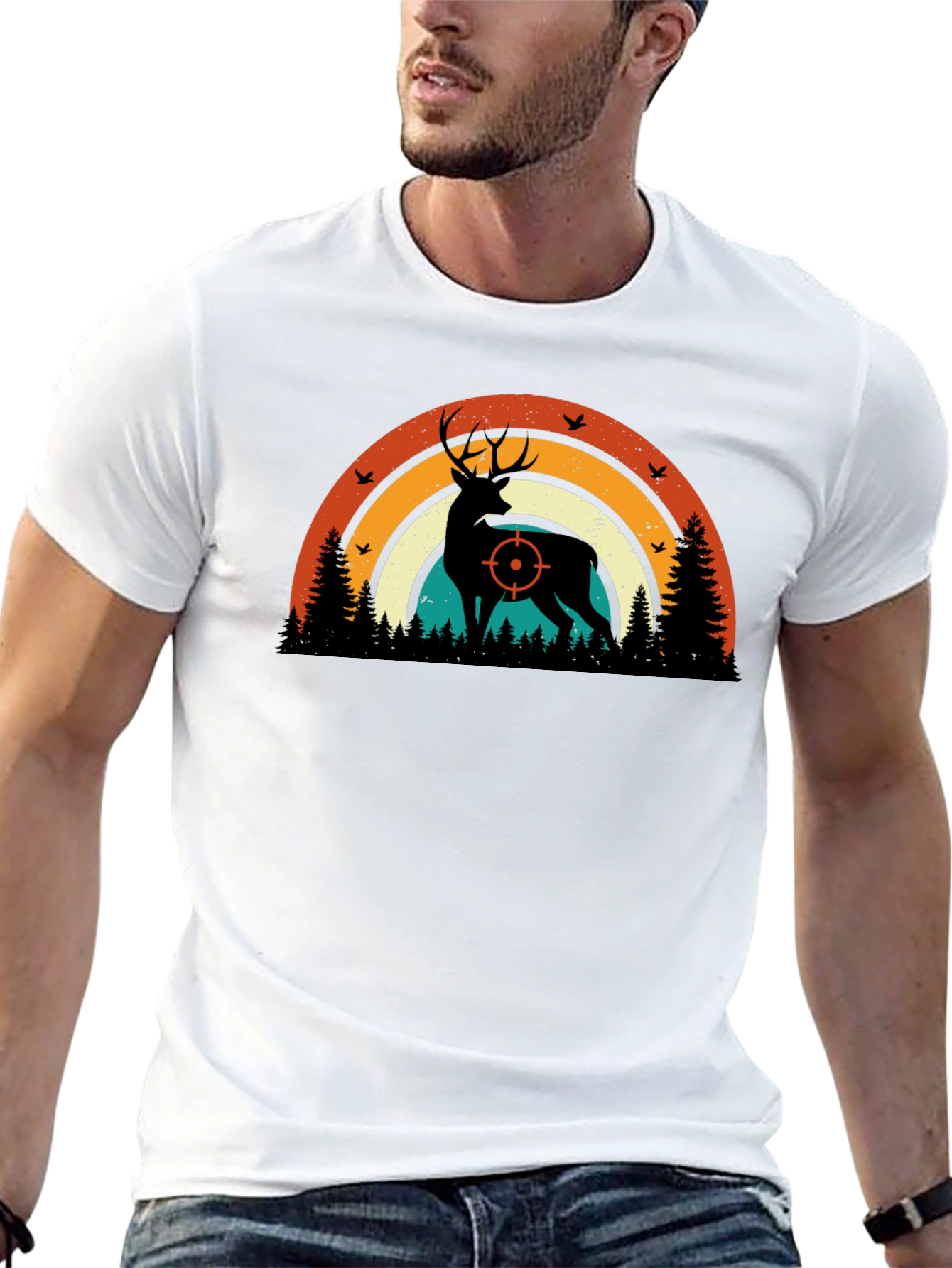 Retro Deer Hunting T-Shirt - Target Silhouette