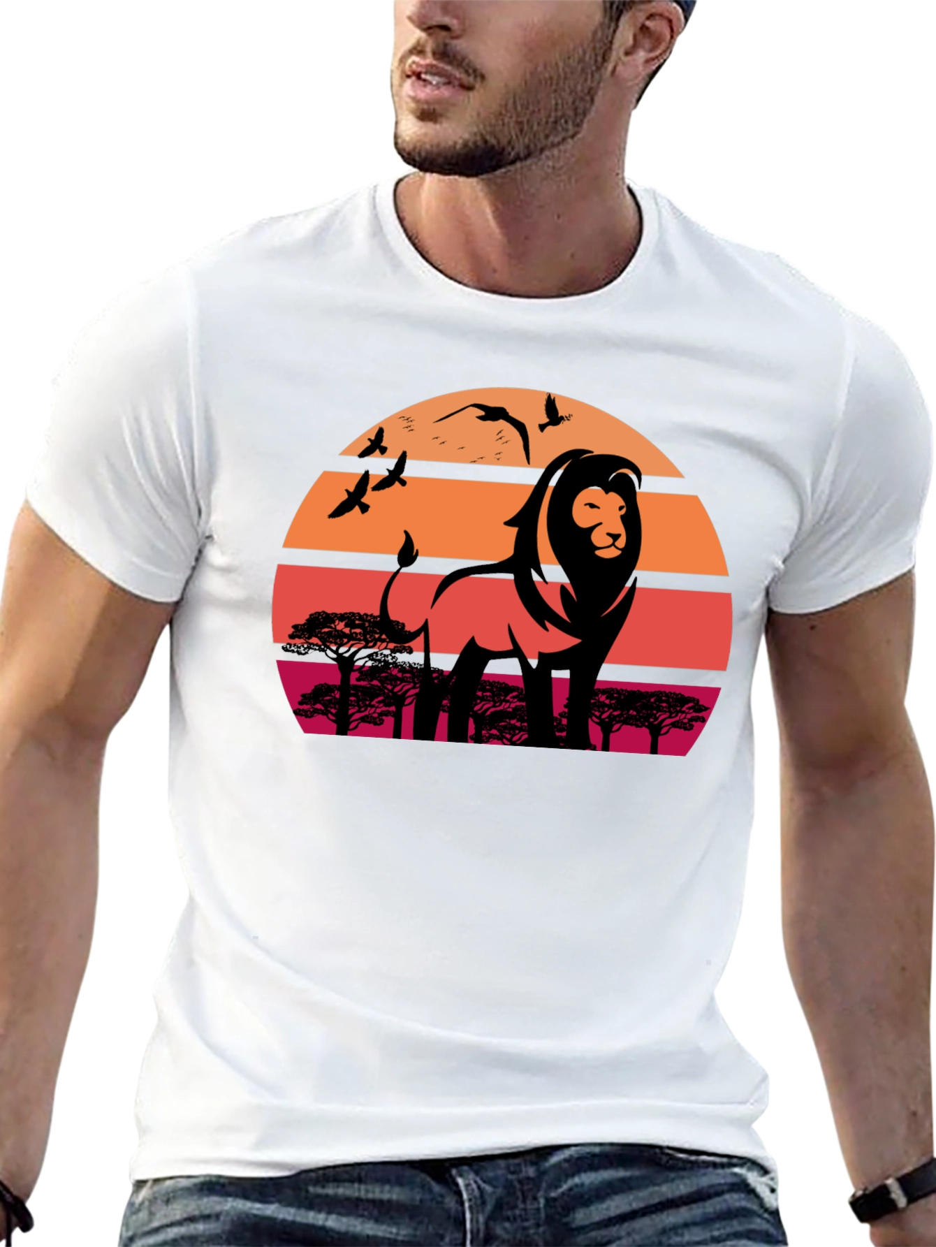 Lion Sunset Graphic T-Shirt