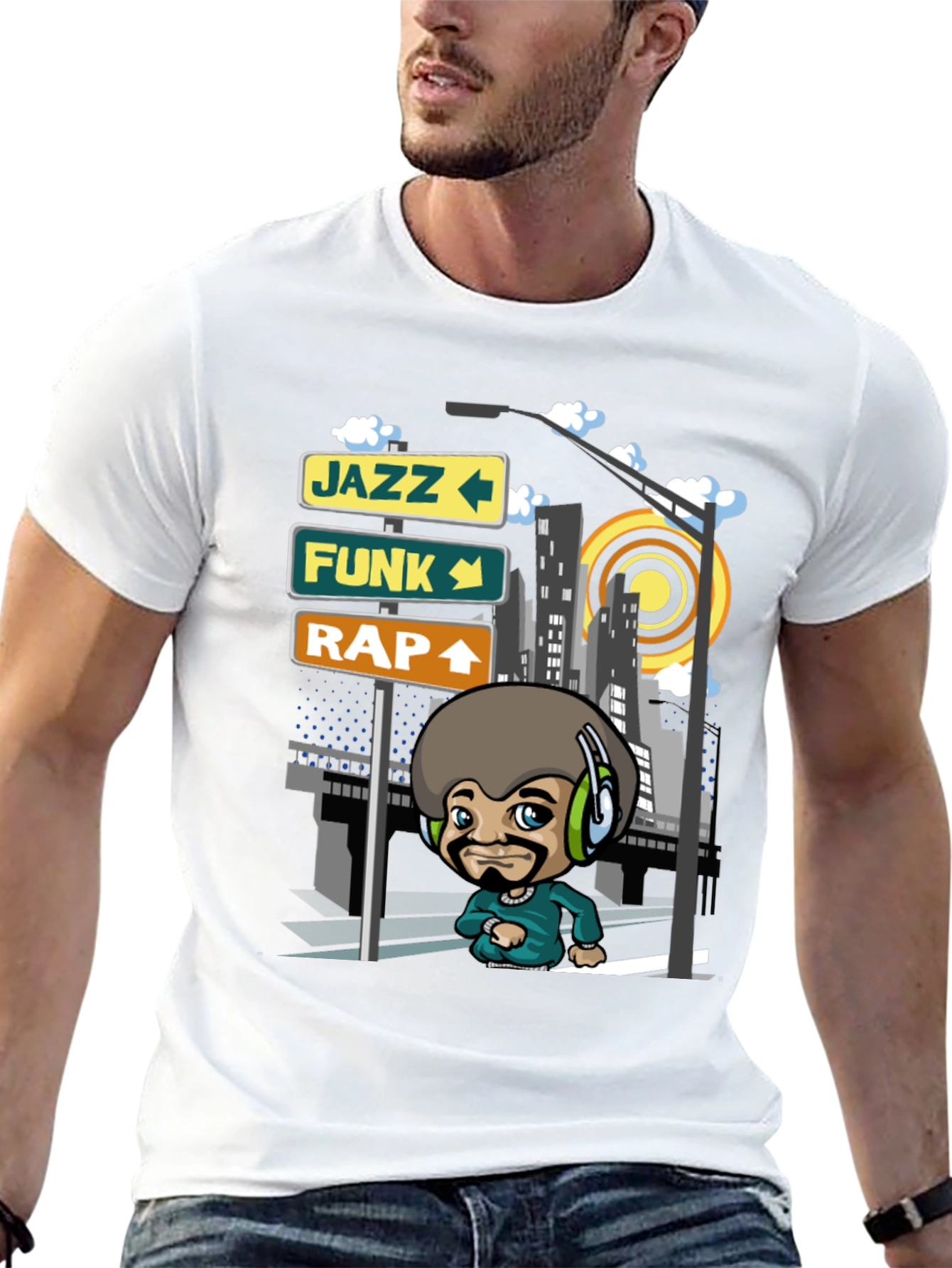 Cool Afro DJ Graphic T-Shirt - Jazz Funk Rap