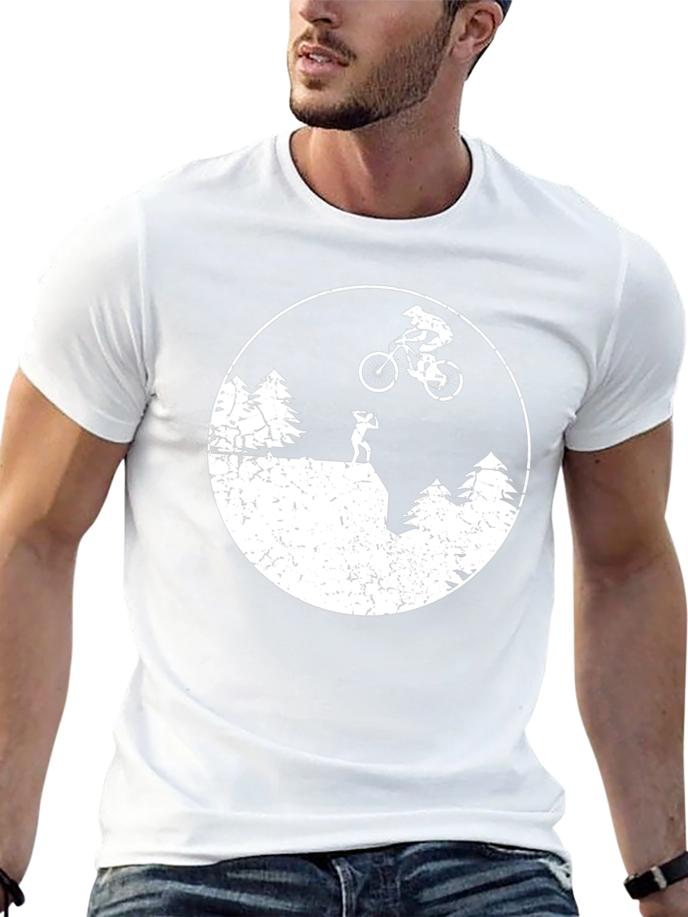 Mountain Biker Silhouette Black T-Shirt