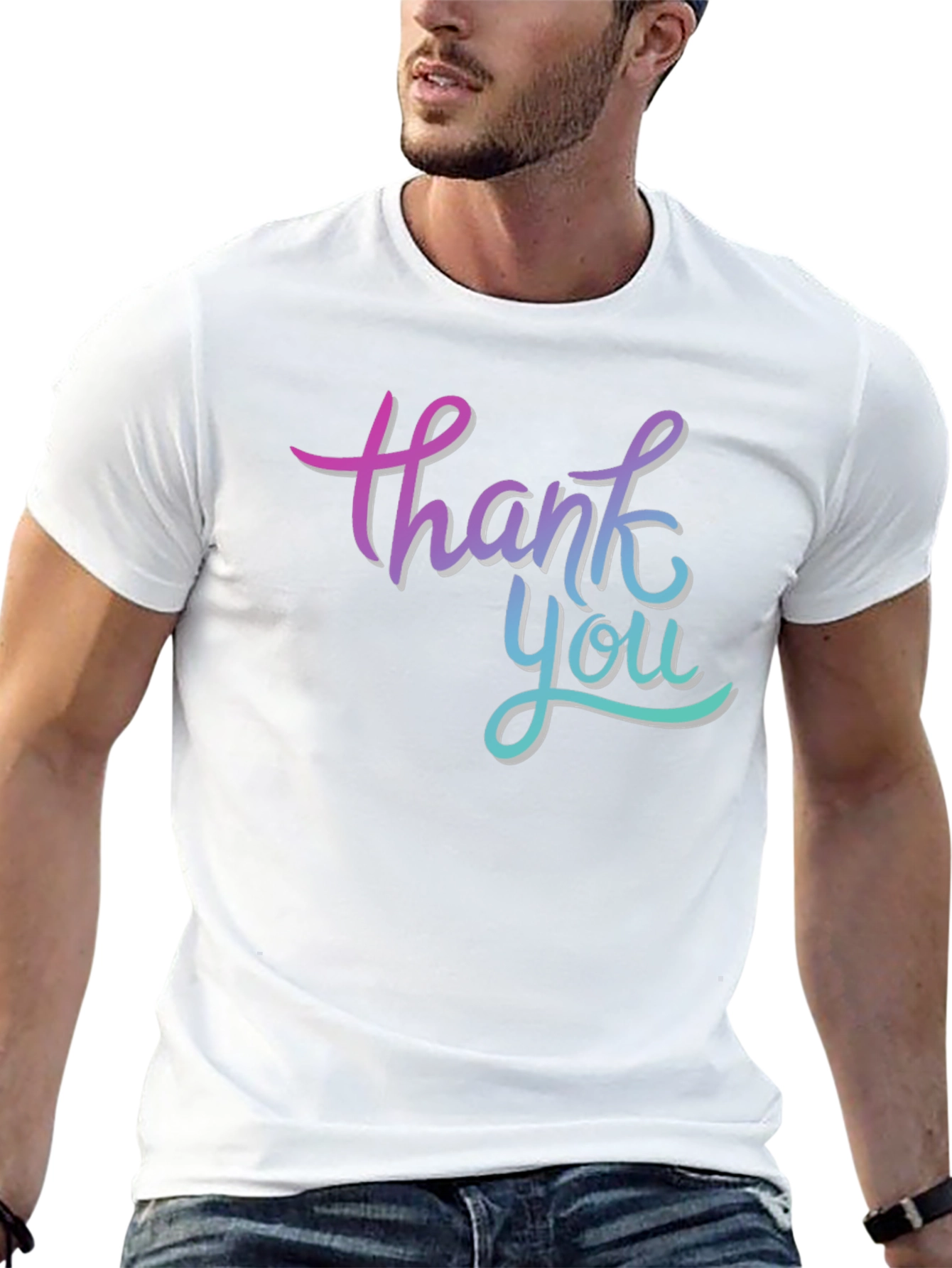 Thank You Graphic Print Black T-Shirt