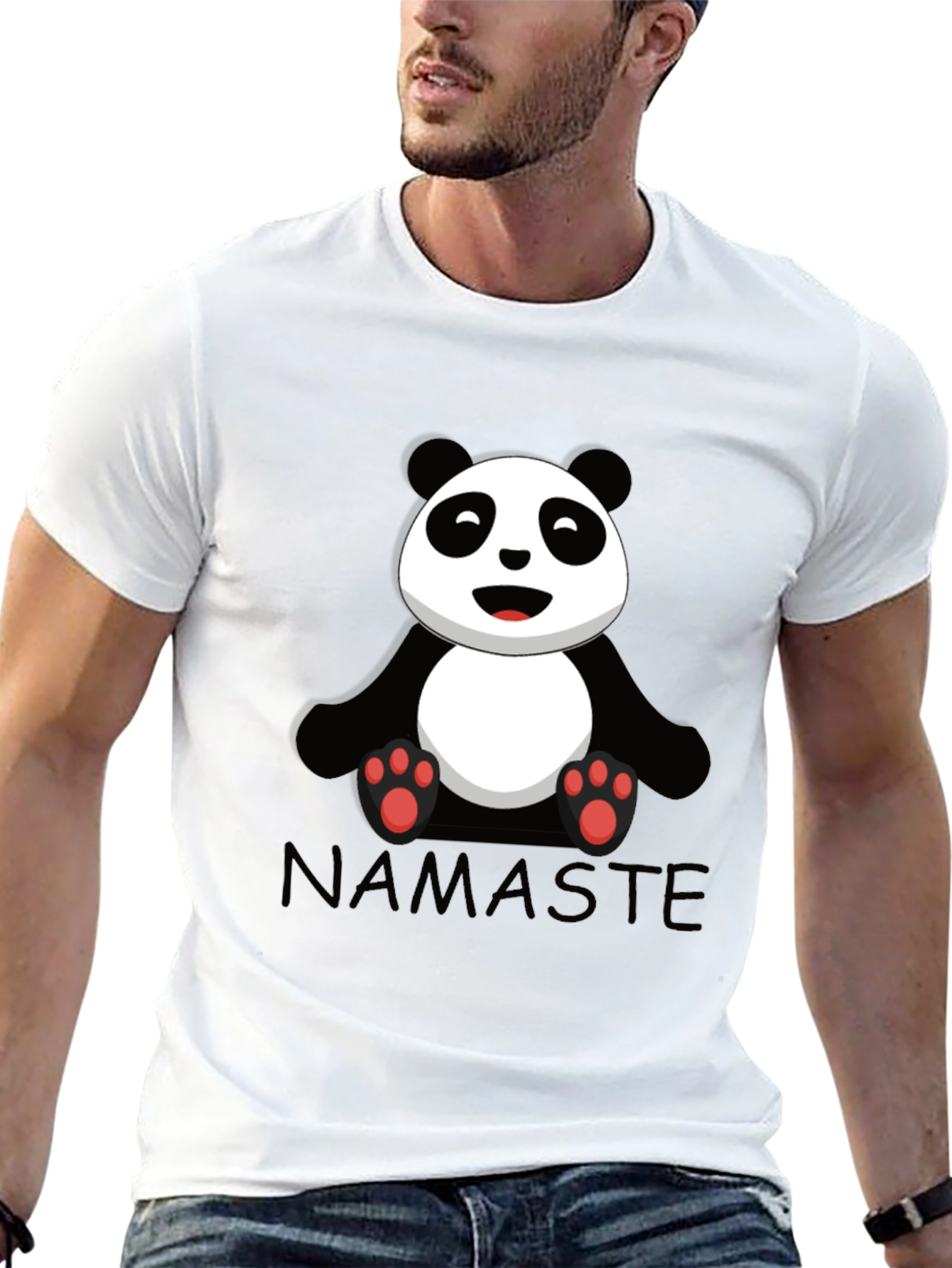 Namaste Panda Bear Graphic Tee - Black Cotton T-Shirt