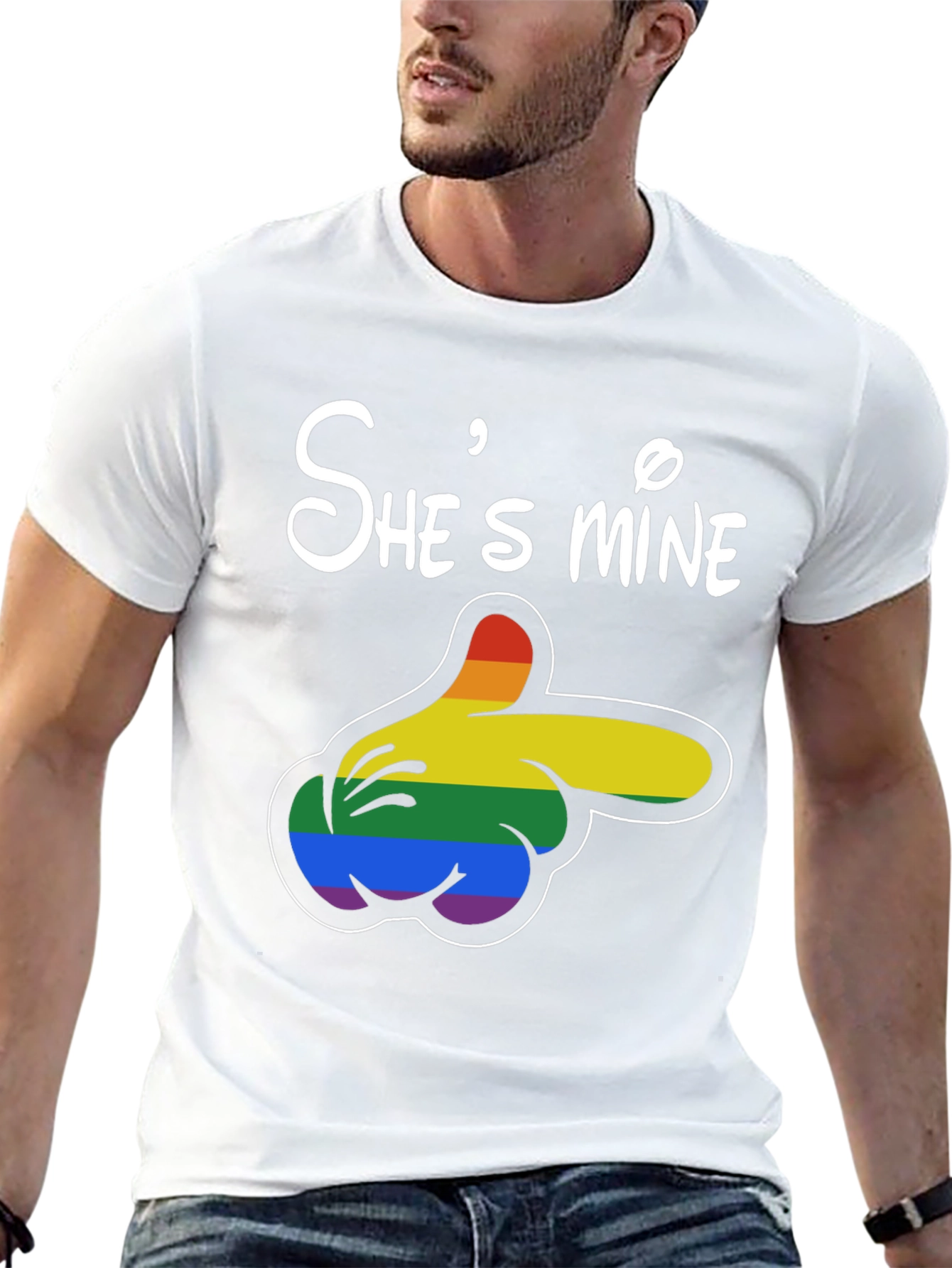 Shes Mine Rainbow Mickey Hand T-Shirt