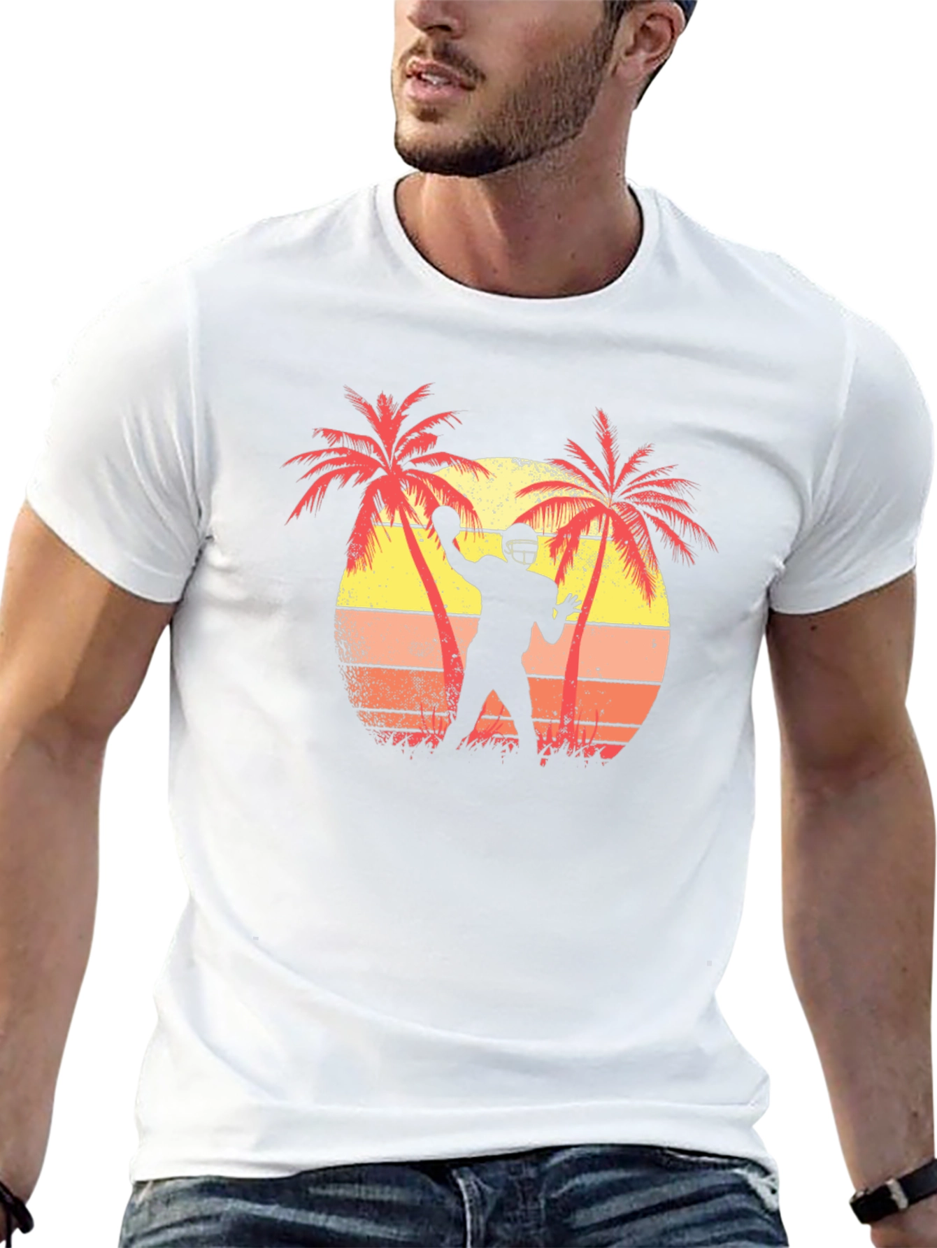 Tropical Football T-Shirt - Sunset Design