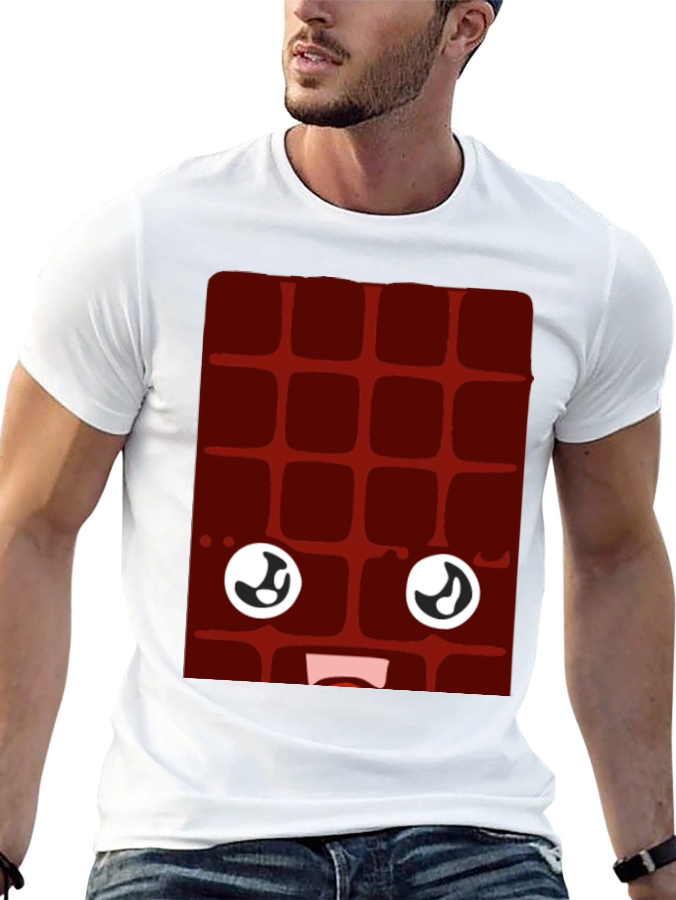 Funny Chocolate Bar Face Black T-Shirt