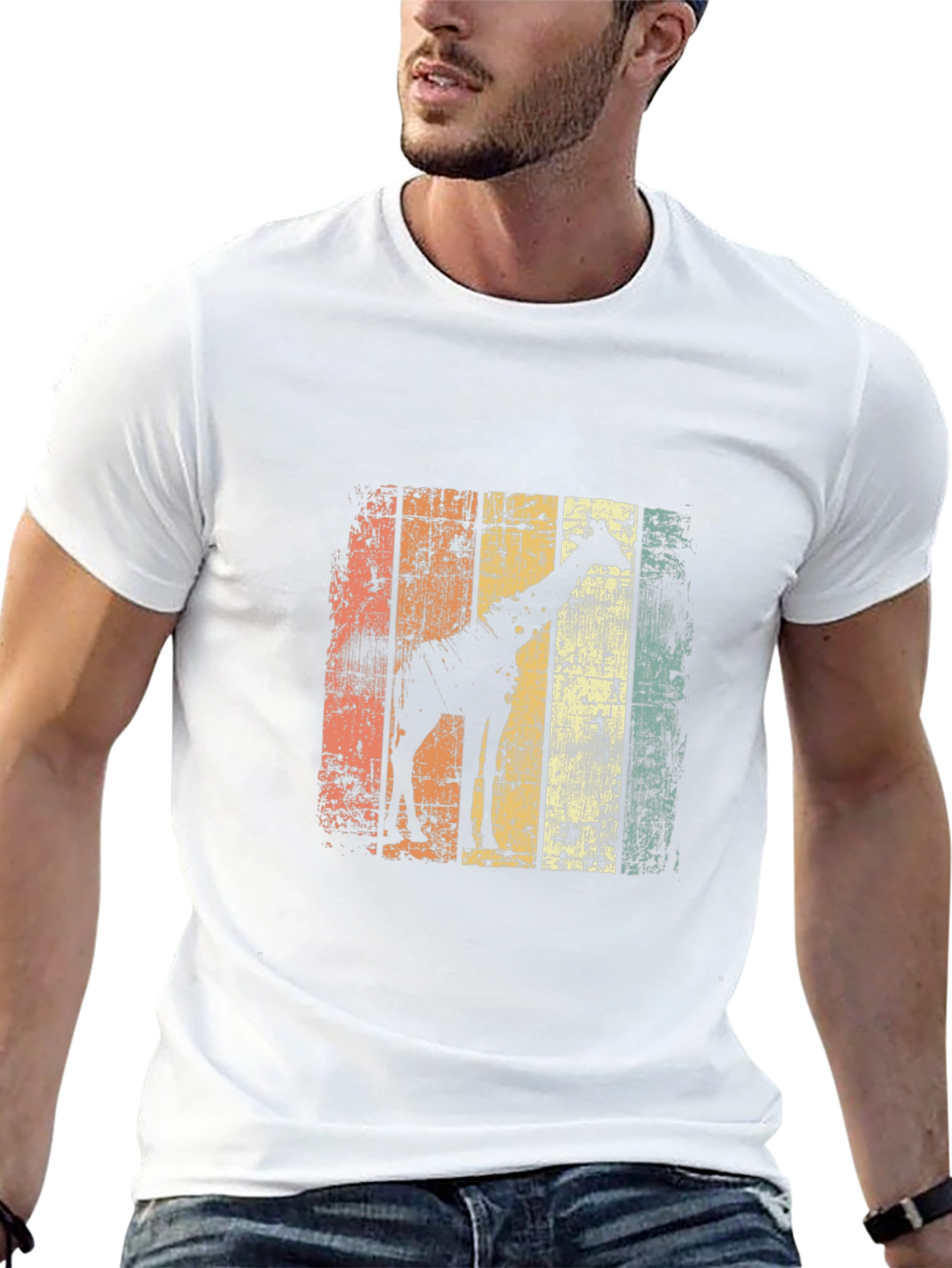 Giraffe Silhouette Distressed T-Shirt