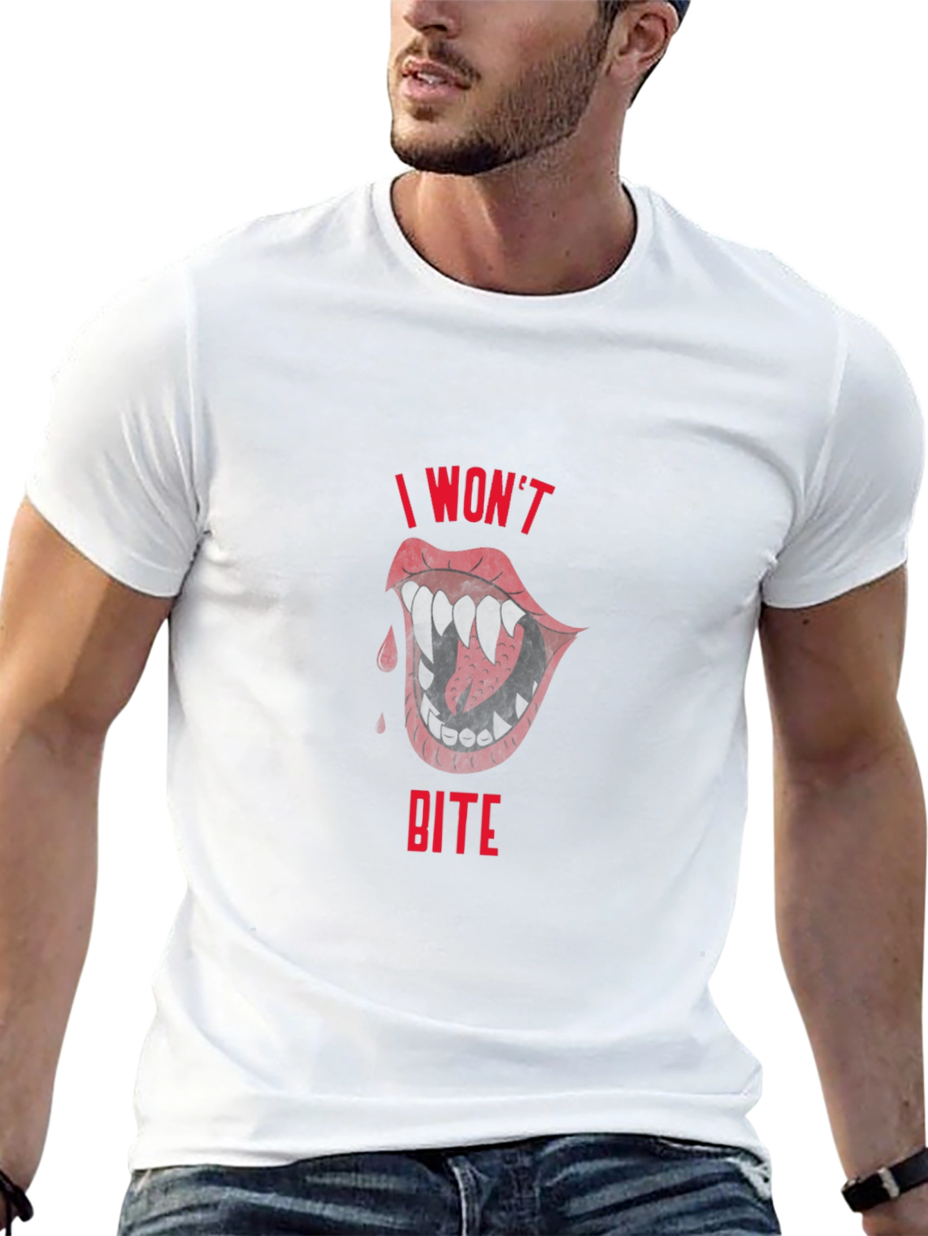 I Wont Bite T-Shirt - Vampire Lips Graphic Tee