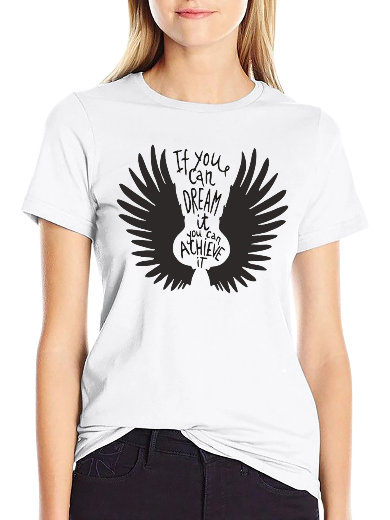 Dream Achieve Wings Graphic Tee - Black