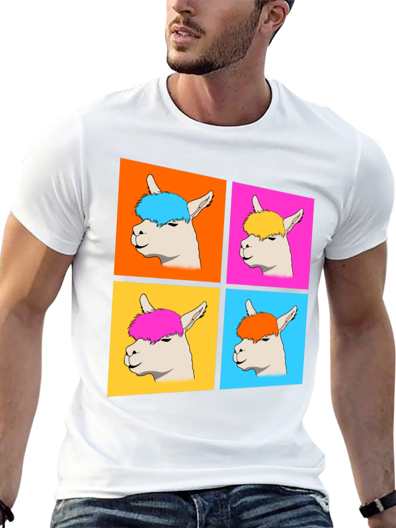 Pop Art Llama Graphic Tee - Quirky Black T-Shirt