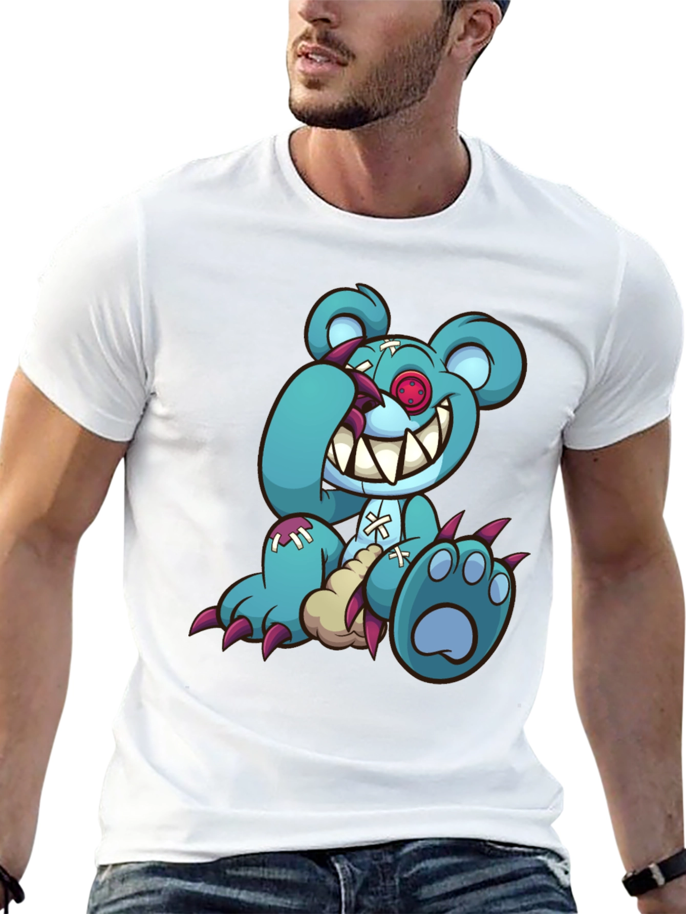 Creepy Cartoon Bear Graphic Tee