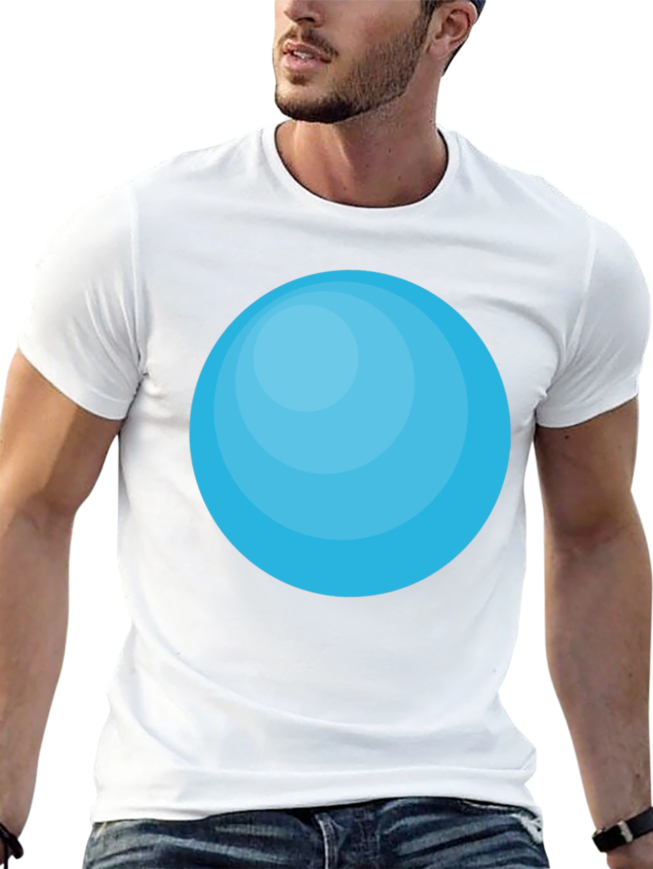 Mens Black T-Shirt with Blue Circle Graphic