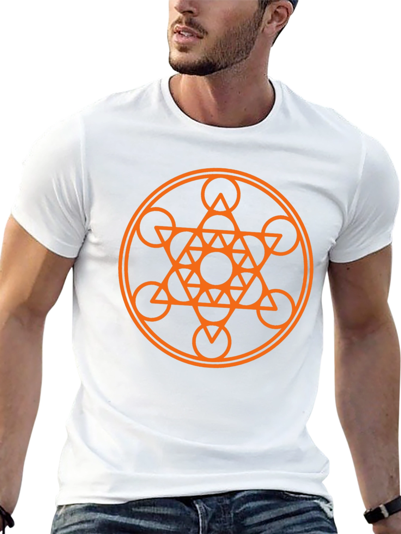 Geometric Mandala Graphic Tee - Stylish Black Cotton Shirt