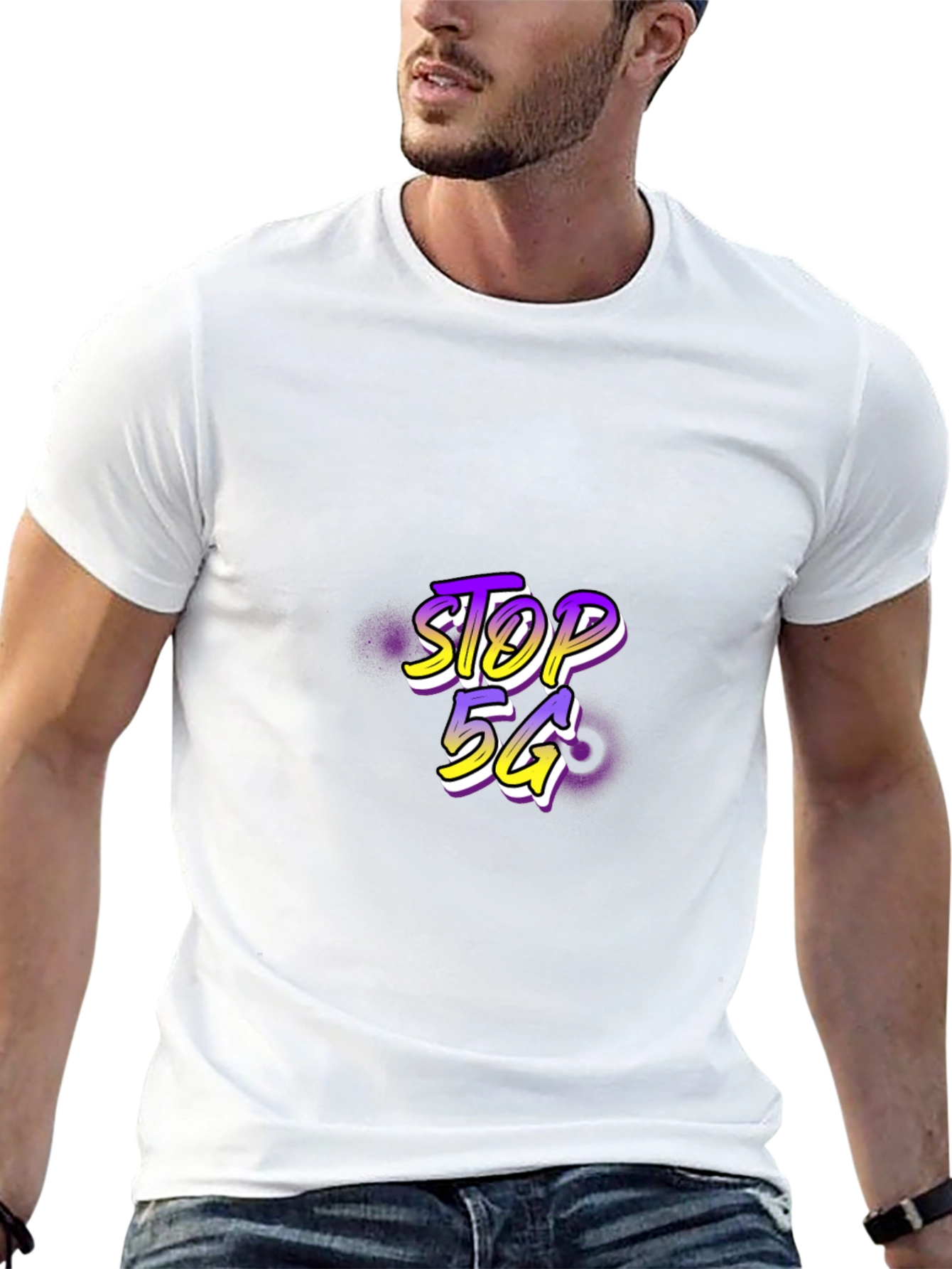 Stop 5G Black Tee - Graphic Print