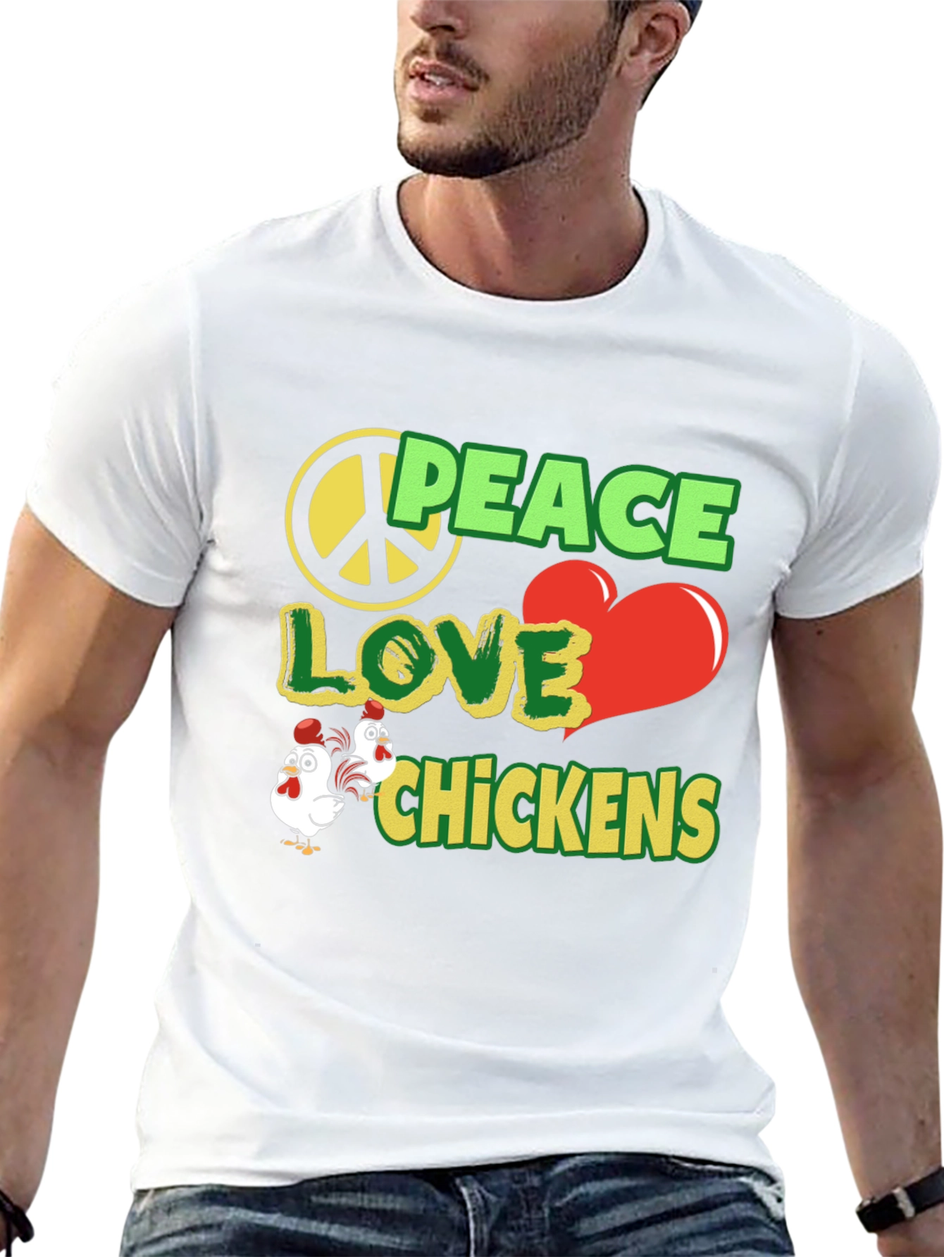 Peace Love Chickens Black Graphic Tee