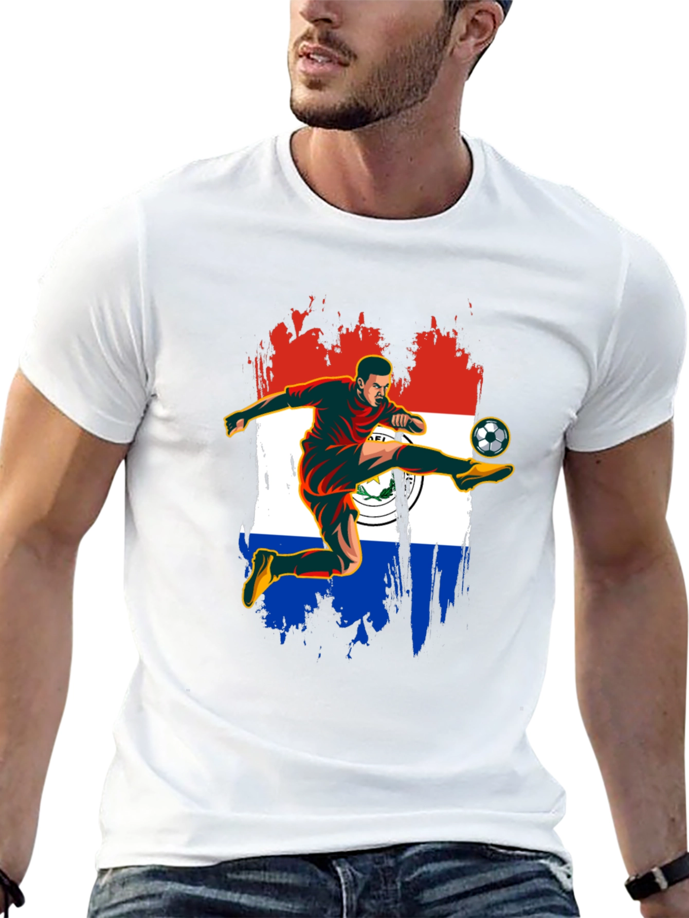 Paraguay Soccer Fan T-Shirt - Football Player Design