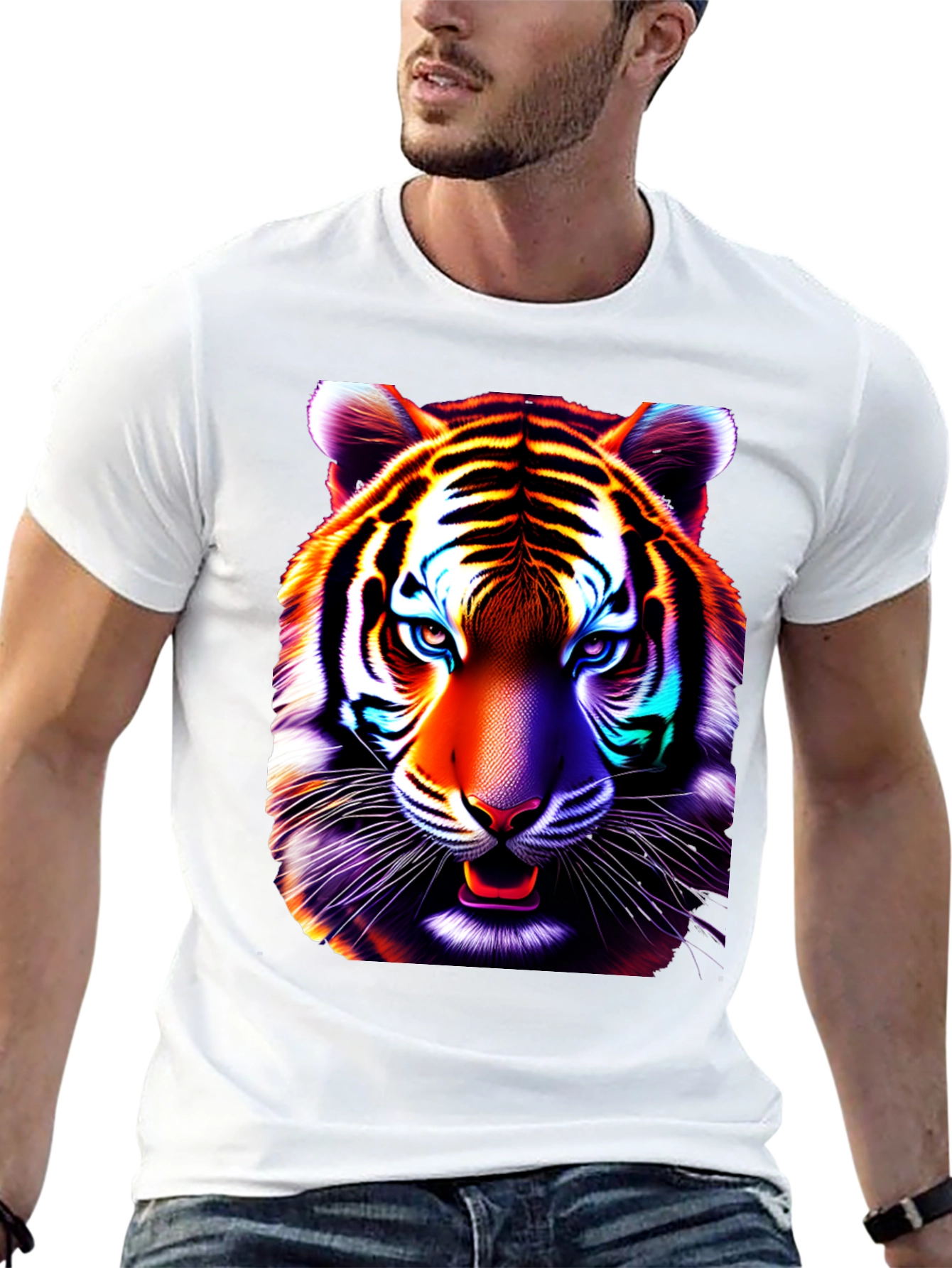 Vibrant Tiger Graphic Tee - Cool Animal Print Shirt