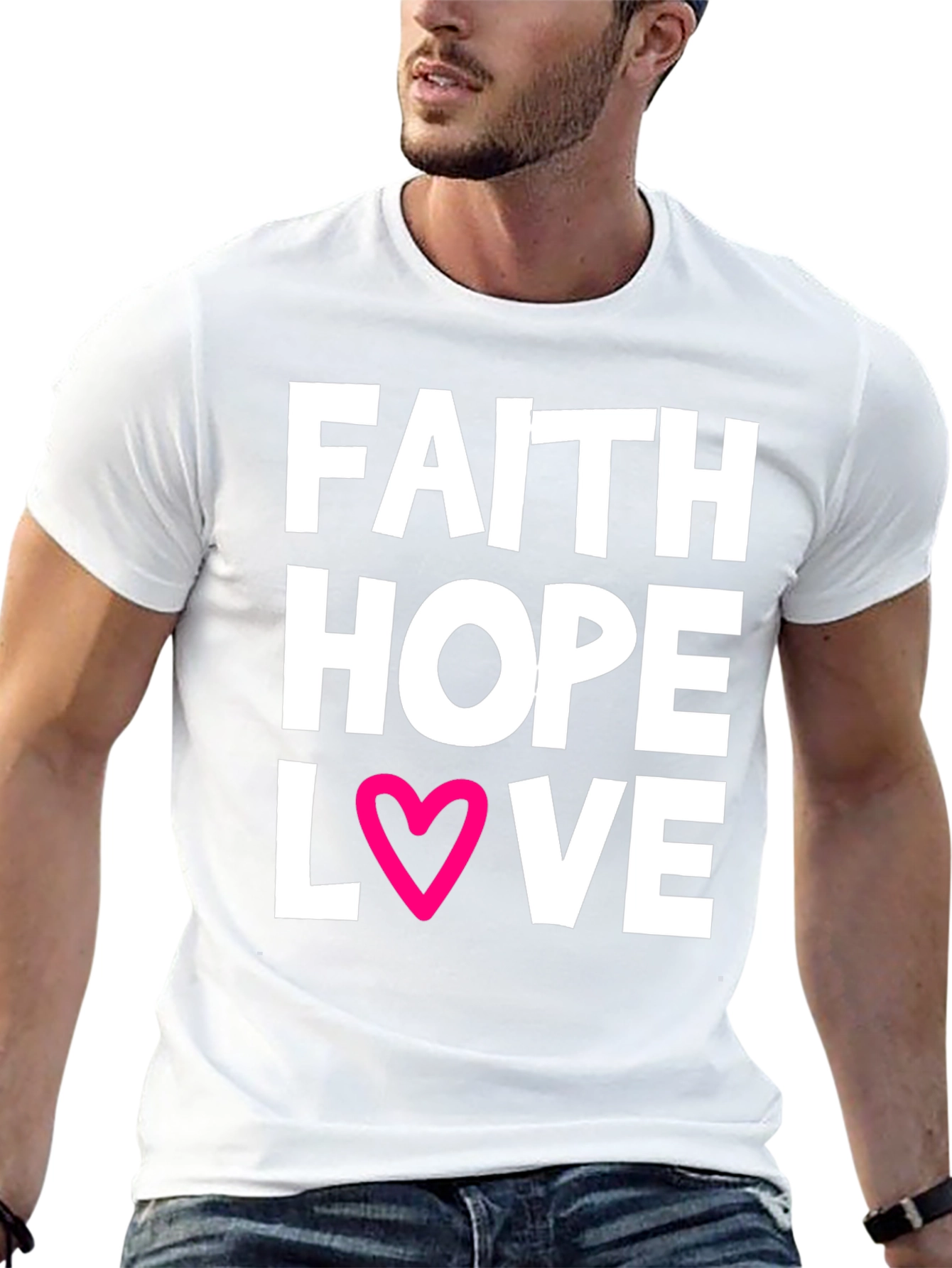 Faith Hope Love T-Shirt Black Cotton Blend