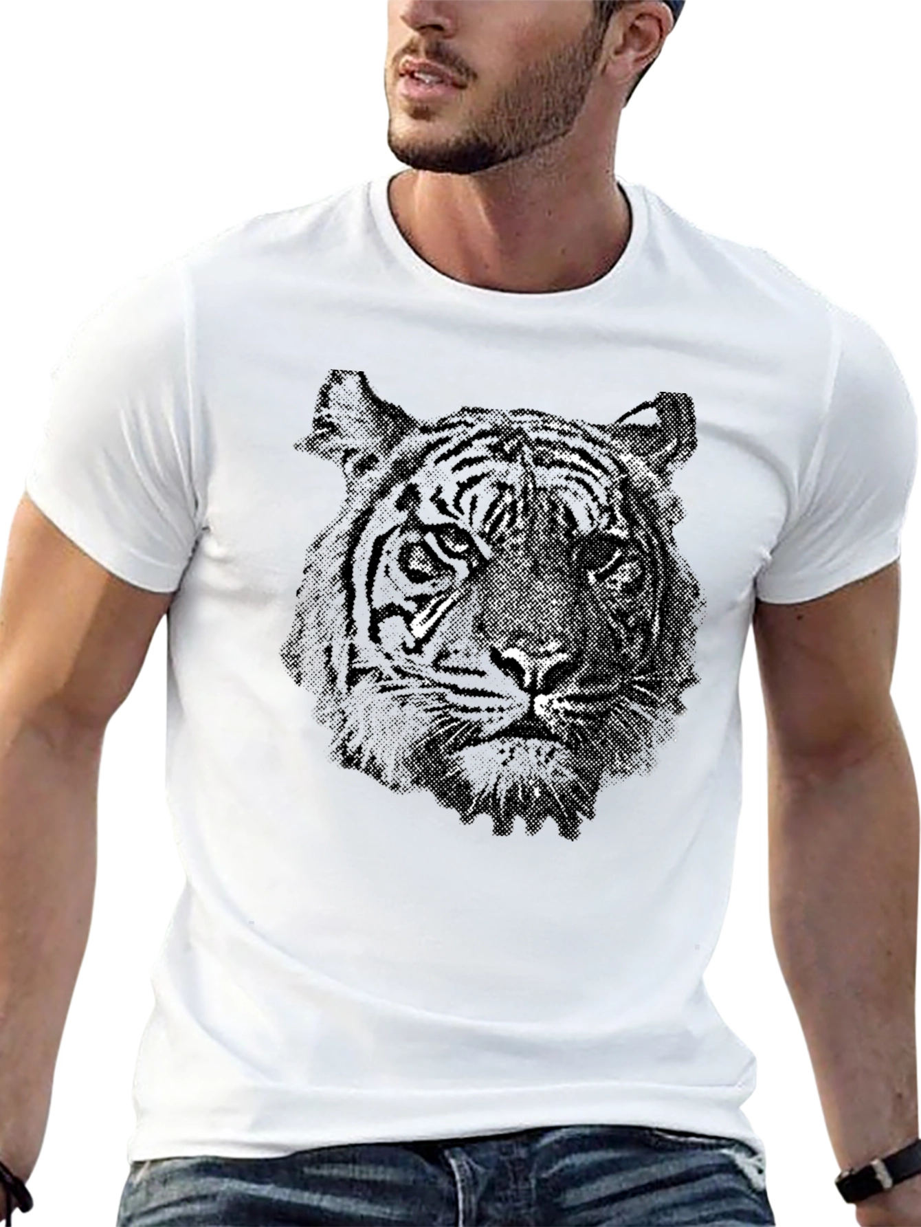 Black Tiger Graphic Tee - Stylish Animal Print