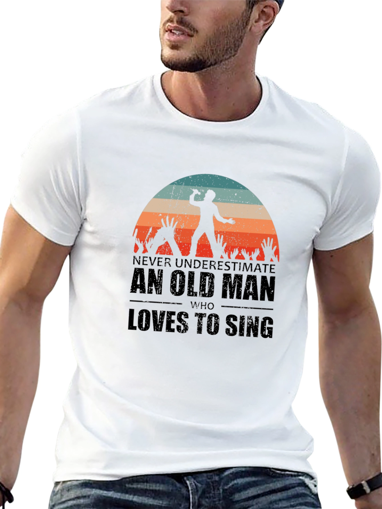 Old Man Who Loves to Sing Black T-Shirt