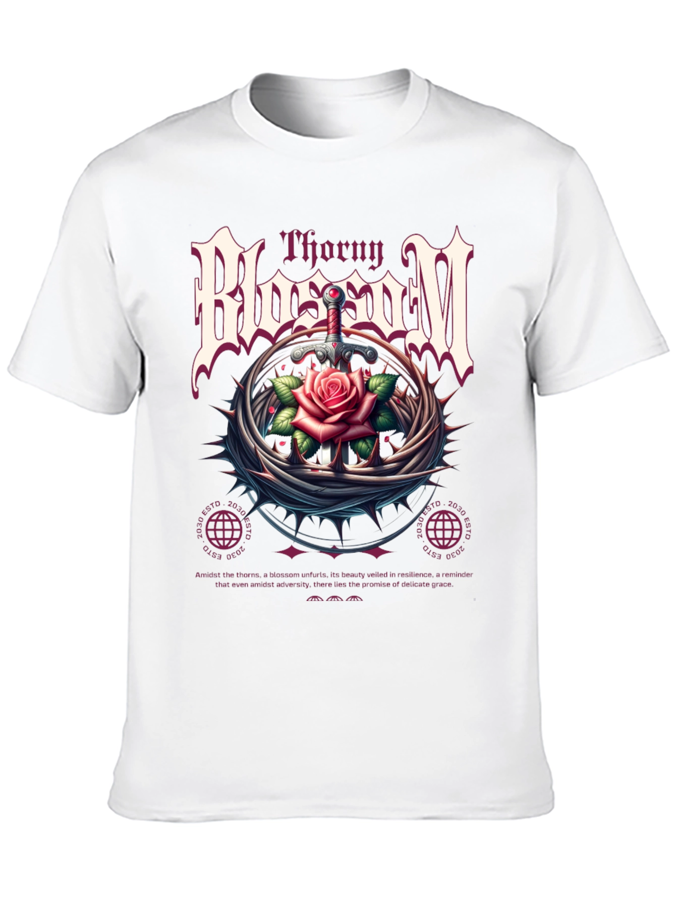 Thorny Blossom Graphic Print T-Shirt