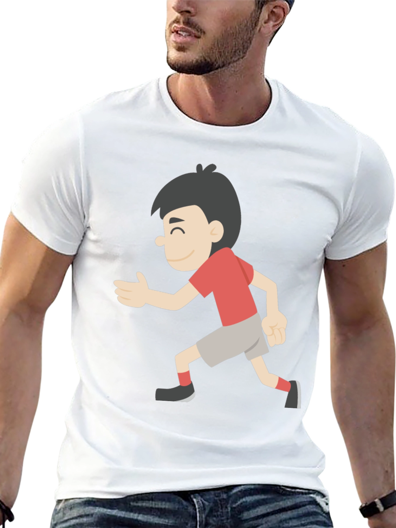 Cartoon Boy Graphic Black T-Shirt