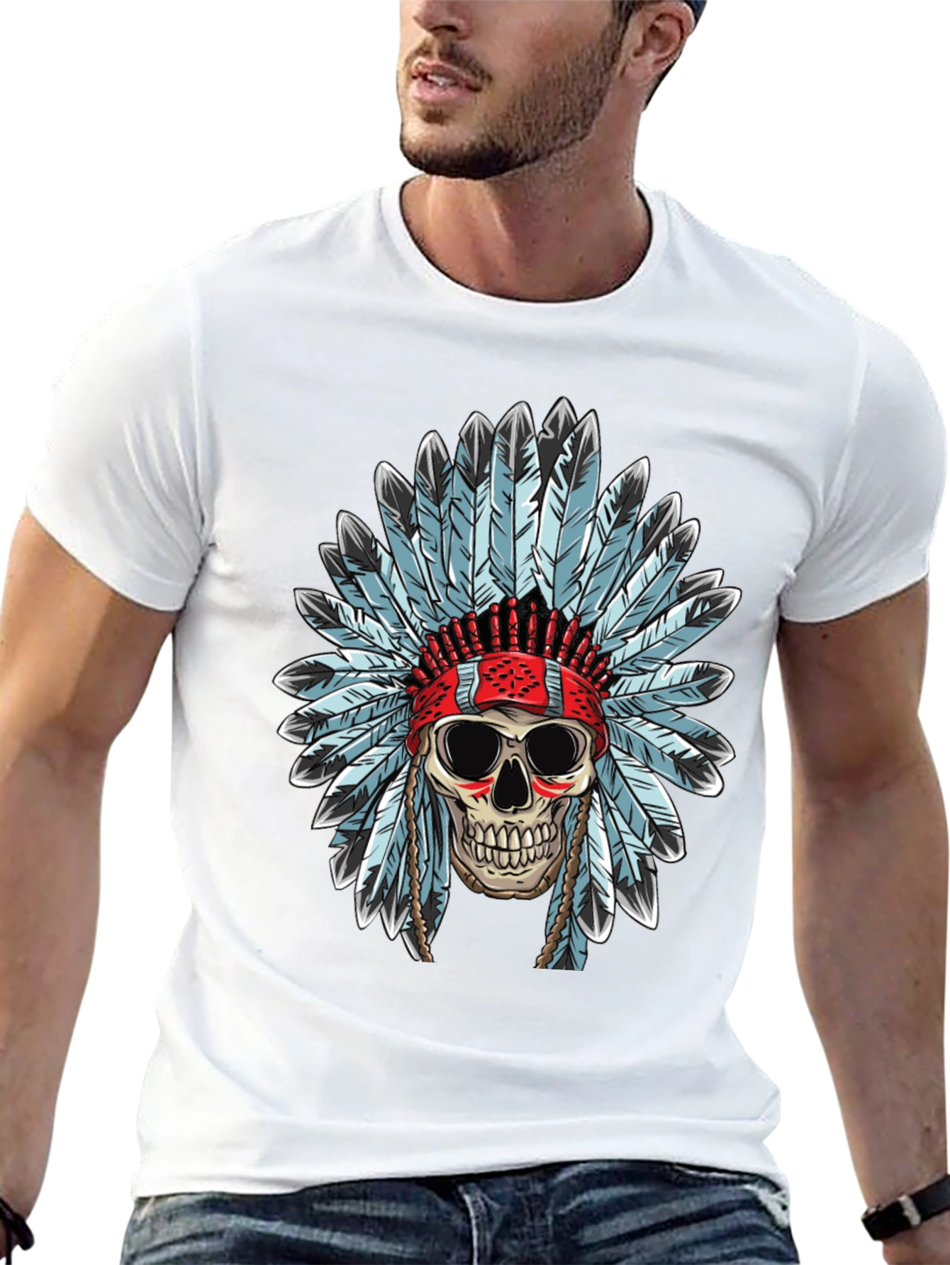 Skull Headdress T-Shirt - Black Graphic Tee
