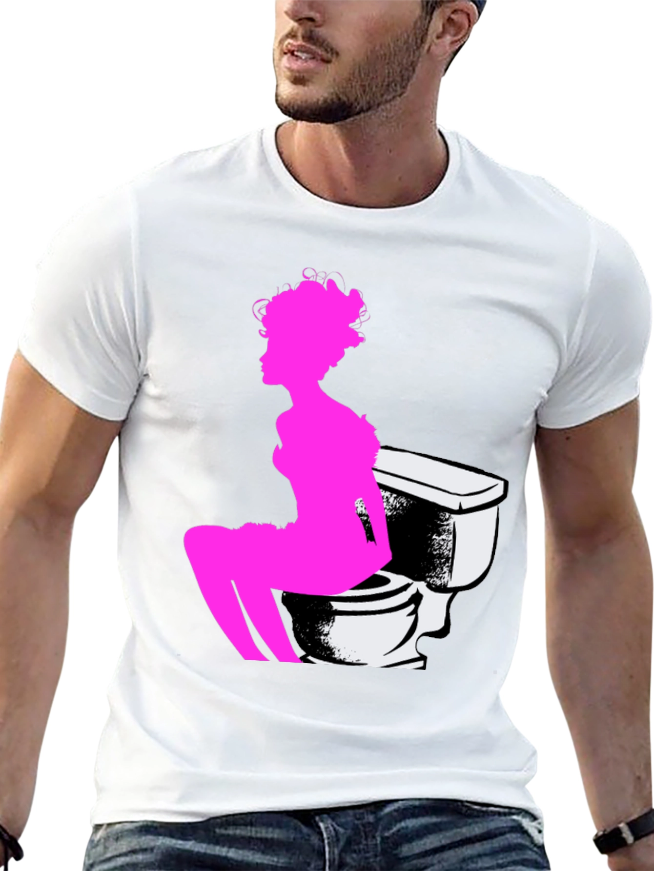 Novelty Graphic Tee: Woman on Toilet Design
